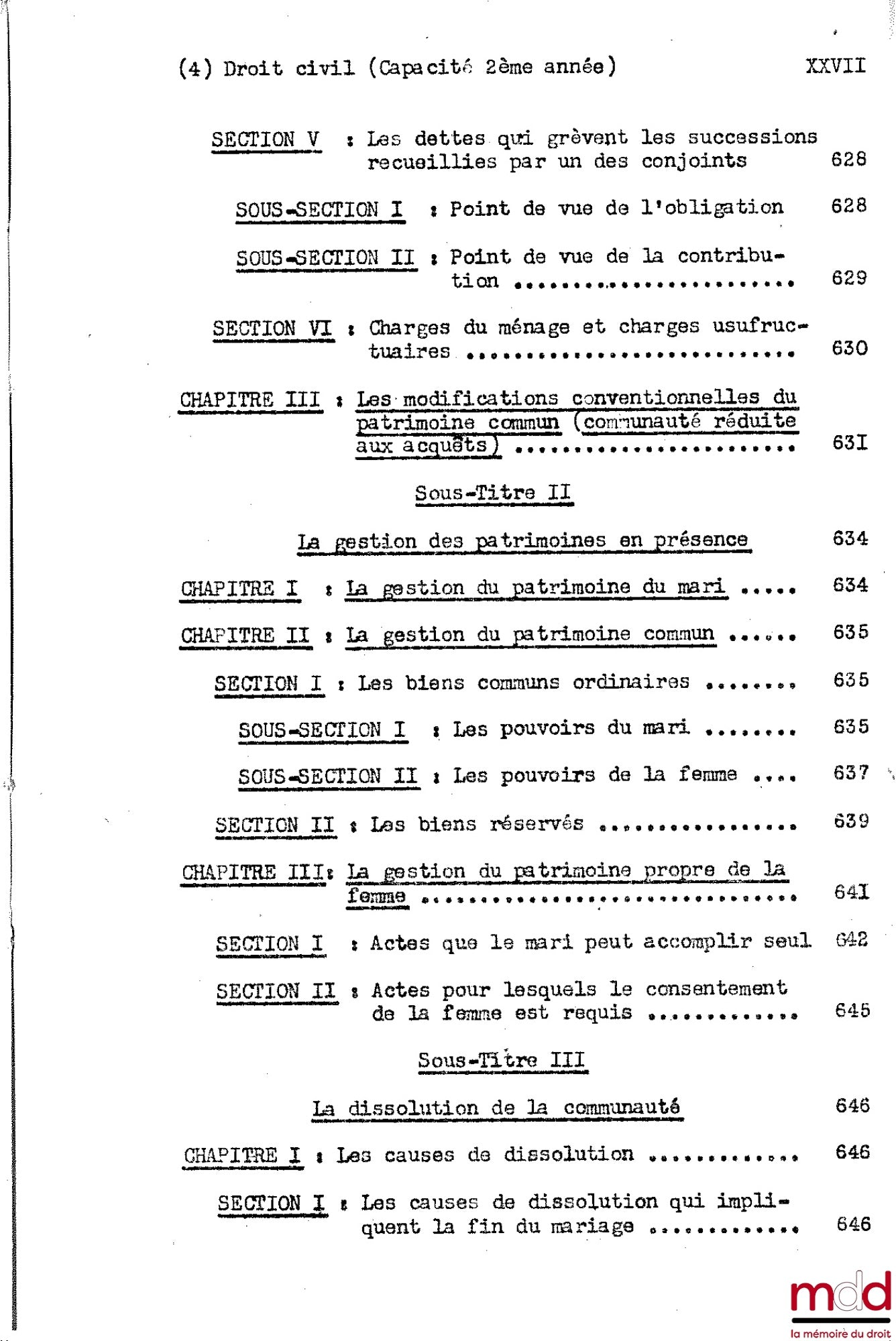 DESBOIS (Henri) – COURS DE DROIT CIVIL, Capacité 2e année, 1953-1954