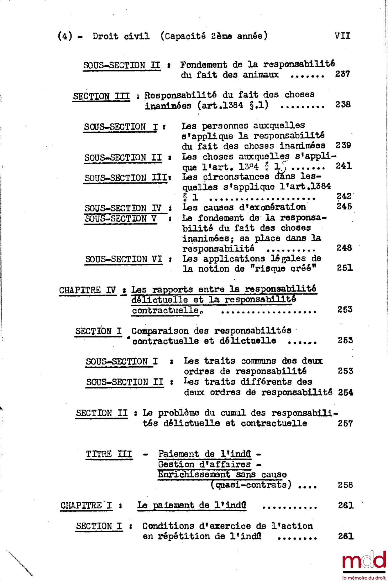 DESBOIS (Henri) – COURS DE DROIT CIVIL, Capacité 2e année, 1953-1954