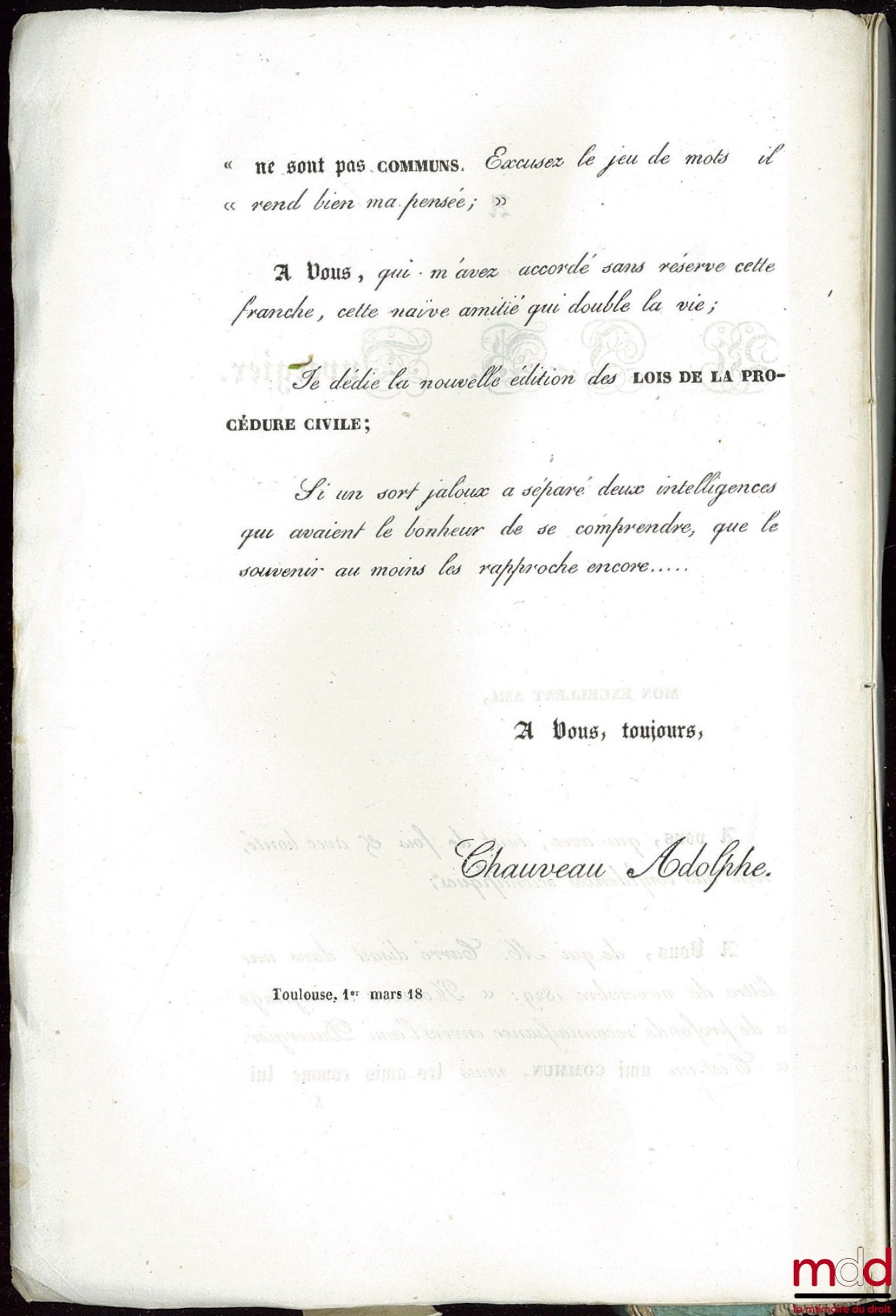 CARRÉ (Guillaume-Louis-Julien)  – LES LOIS DE LA PROCÉDURE CIVILE, ouvrage dans lequel l’auteur a refondu son analyse raisonnée, son traité et ses questions sur la procédure, 3ème éd. dans laquelle ont été examinées et discutées : 1° les opinions de M. Ca