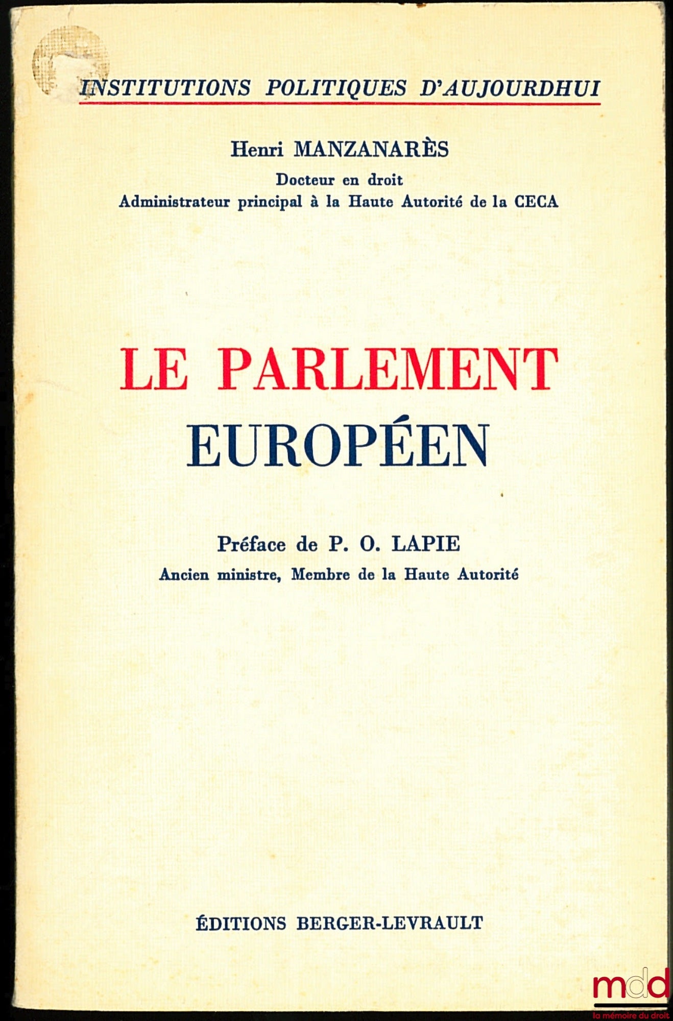 MANZANARÈS (Henri) – LE PARLEMENT EUROPÉEN