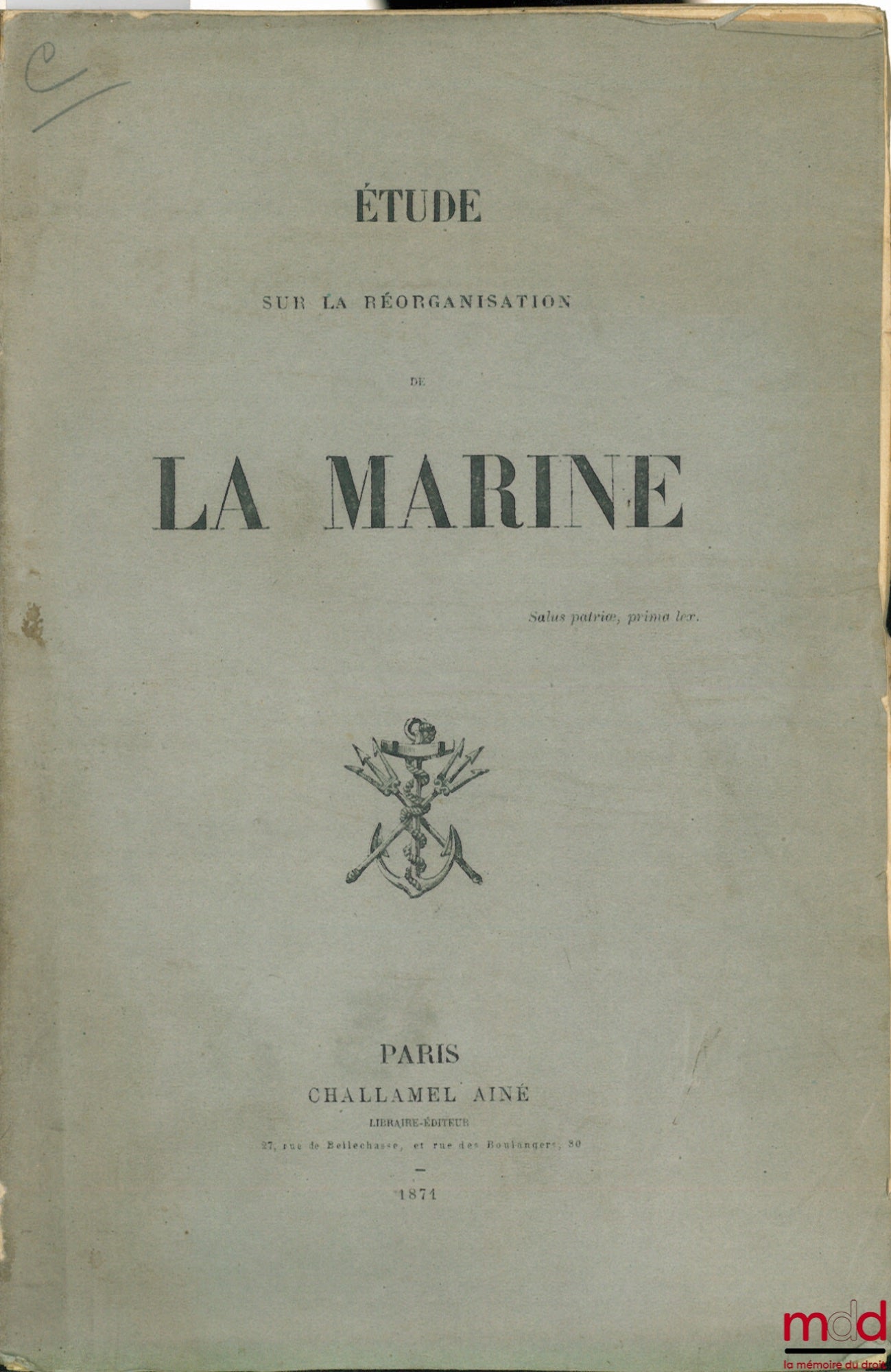 Collectif – ÉTUDE SUR LA RÉORGANISATION DE LA MARINE