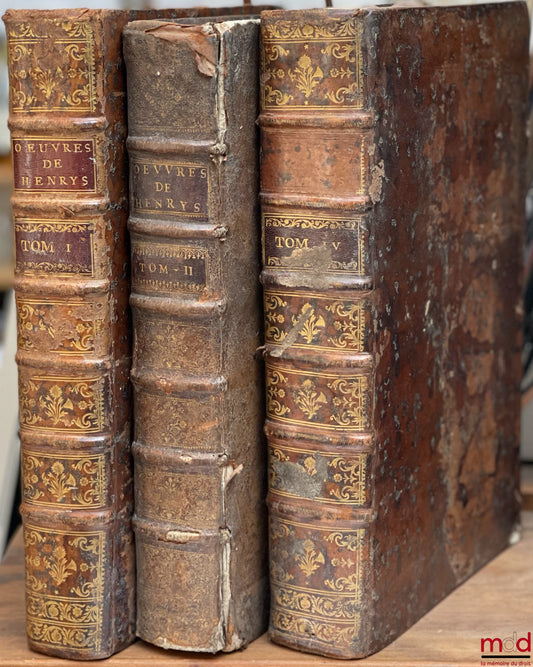 HENRYS (Claude) – ŒUVRES DE M. CLAUDE HENRYS, CONSEILLER DU ROI ET SON PREMIER AVOCAT AU BAILLIAGE & SIÈGE PRÉSIDIAL DE FOREZ, contenant : SON RECUEIL D’ARRÊTS, VINGT-DEUX QUESTIONS POSTHUMES TIRÉES DES ÉCRITS DE L’AUTEUR TROUVÉS APRÈS SON DÉCÈS, SES PLAI