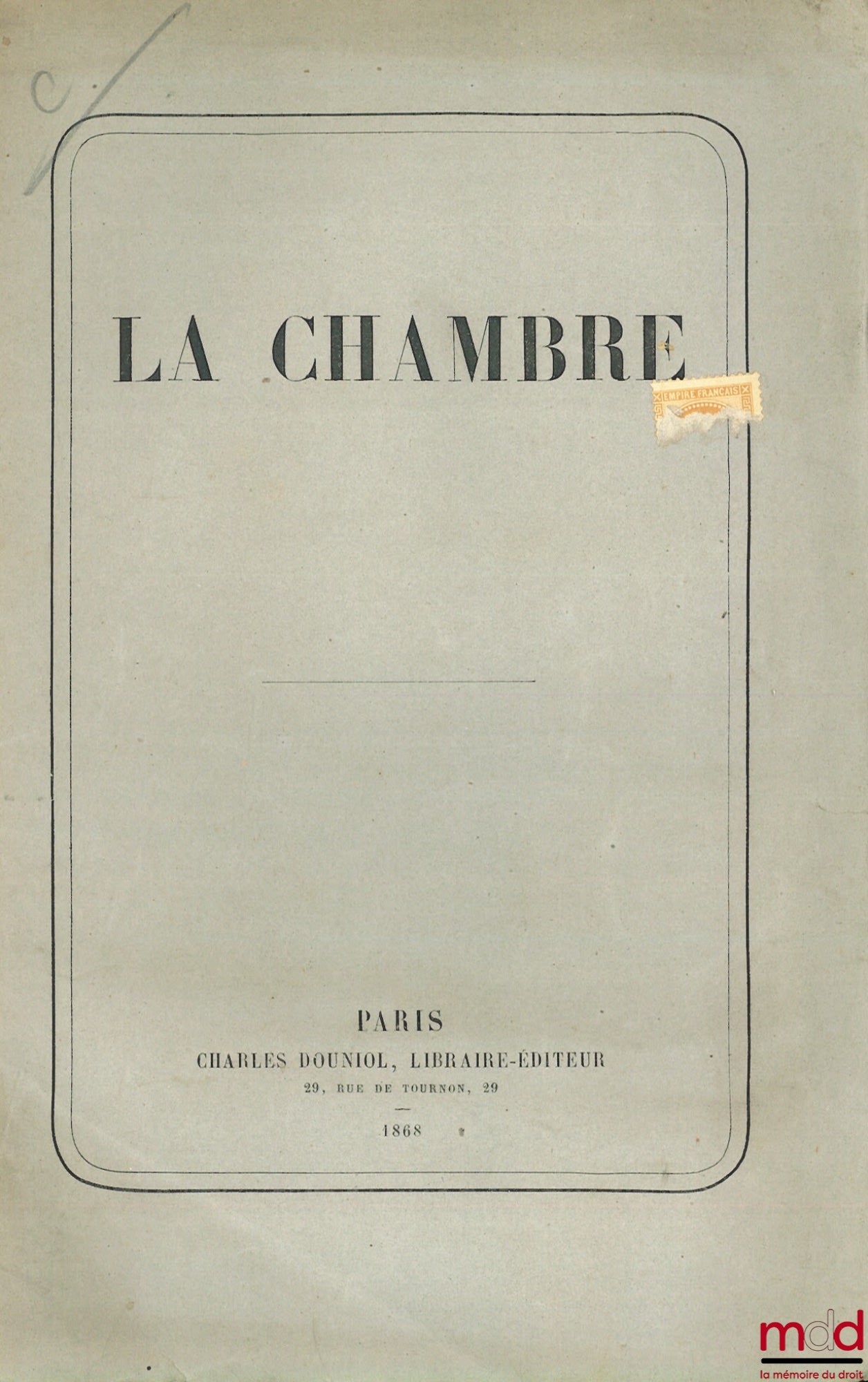 Anonyme – LA CHAMBRE, Extrait du Correspondant