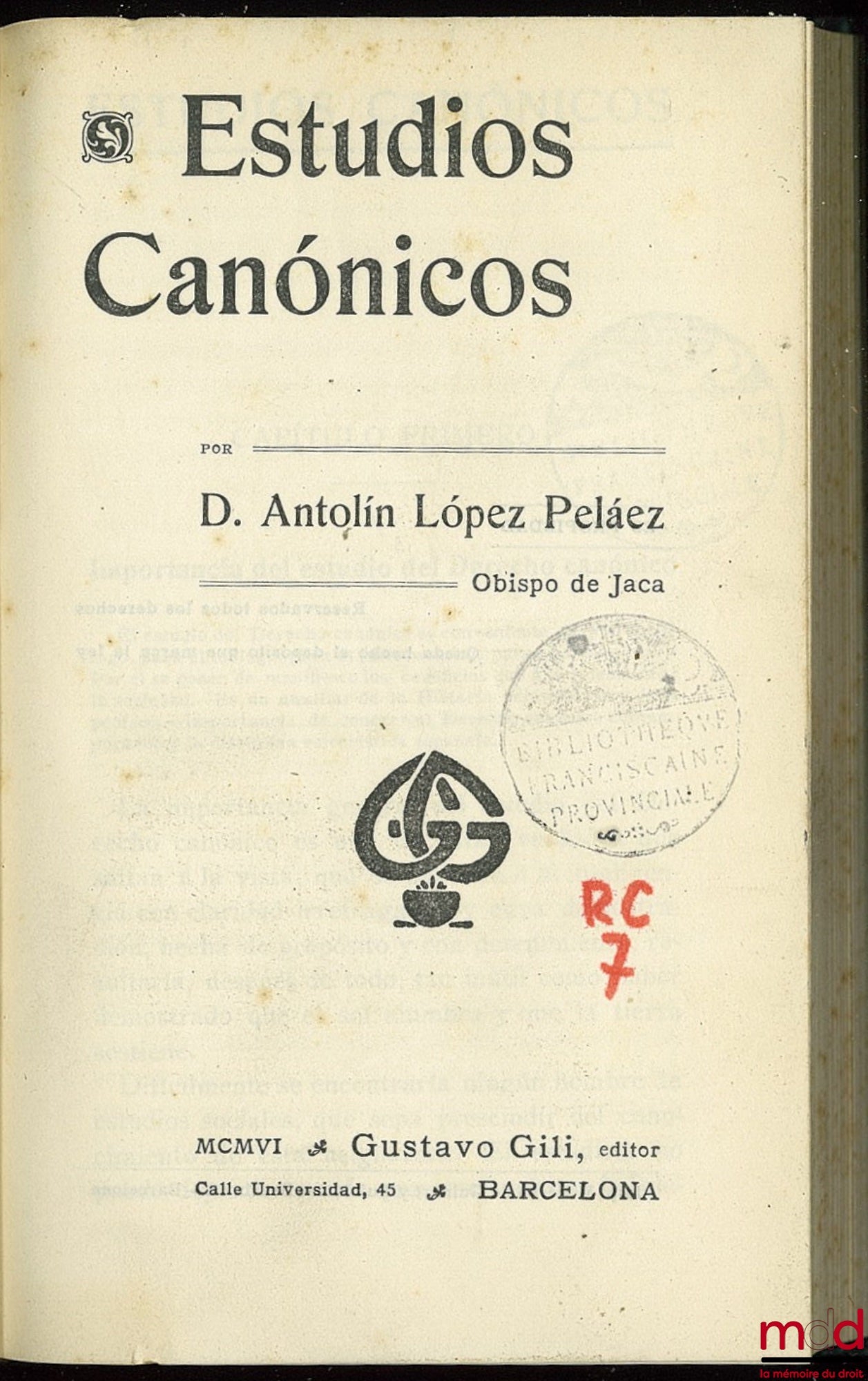 ANTOLIN LOPEZ PELAEZ (D.) – ESTUDIOS CANONICOS