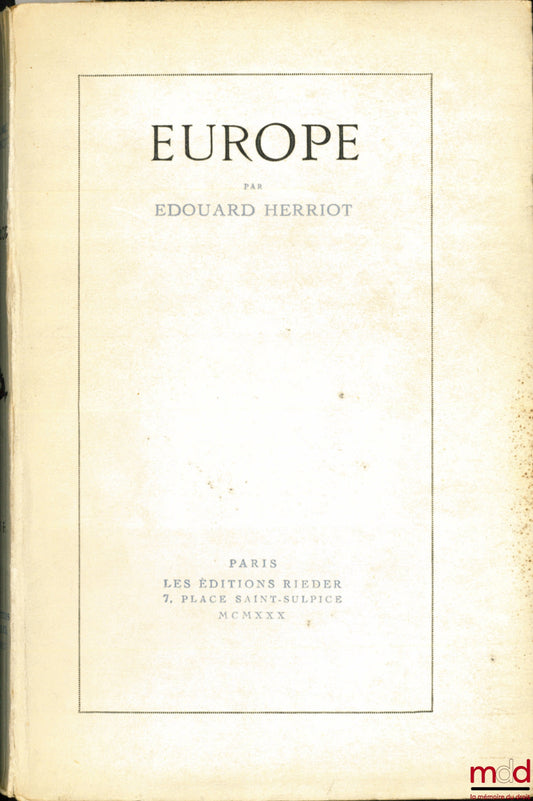 HERRIOT (Édouard) – EUROPE