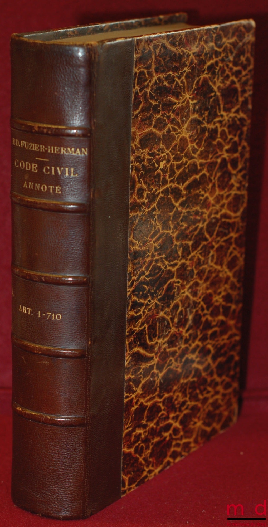FUZIER-HERMAN (Édouard) et DARRAS (Alcide) – CODE CIVIL ANNOTÉ, t. I [seul], Art. 1 à 710