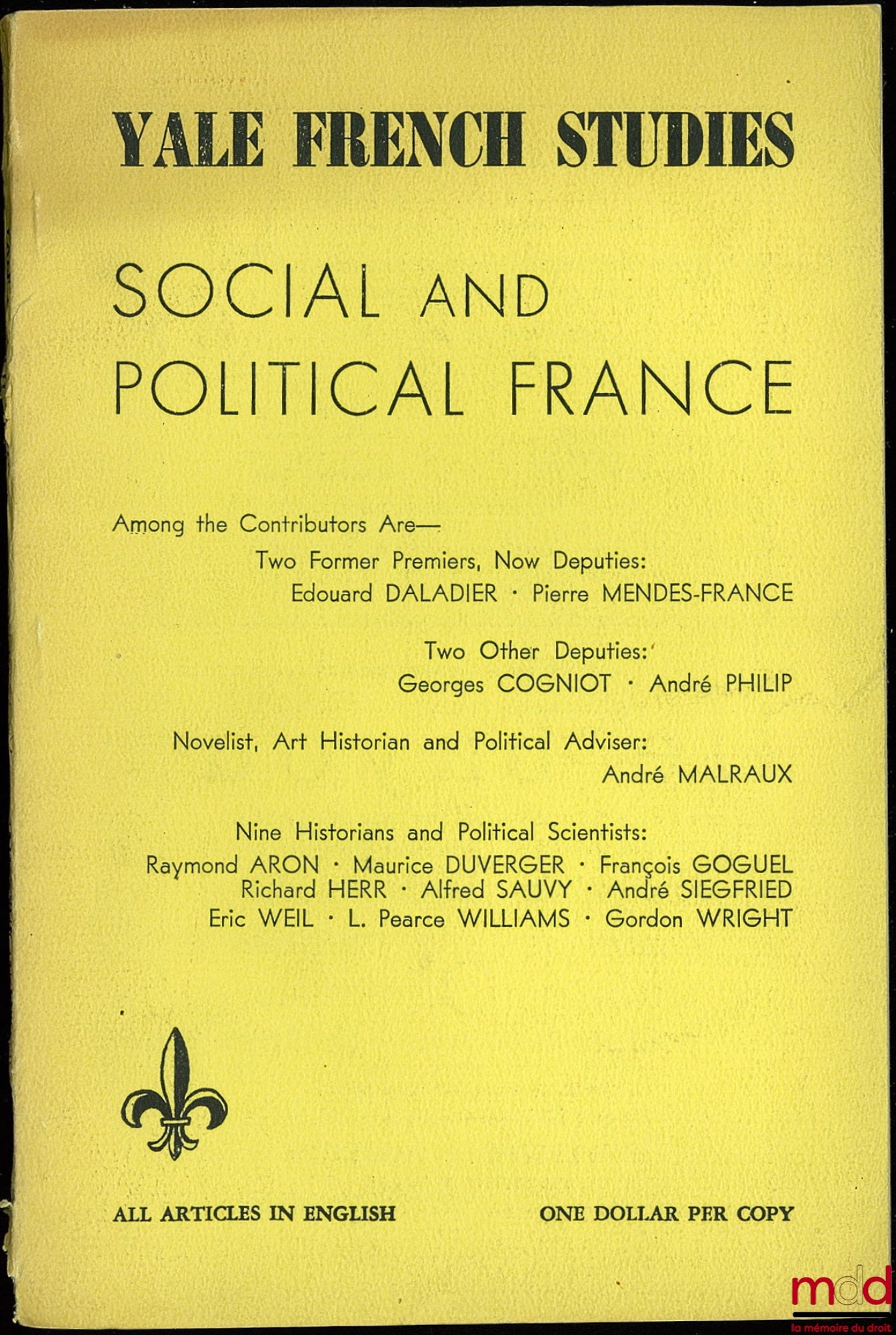 [Collectif] – SOCIAL AND POLITICAL FRANCE, coll. Yale French Studies