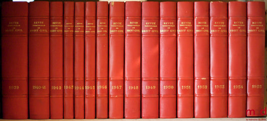 [ESMEIN (Adhémar) - RTDCiv.] – REVUE TRIMESTRIELLE DE DROIT CIVIL fondée par A. Esmein, 1939 à 1984