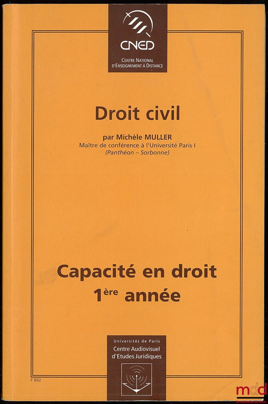 MULLER (Michèle) – DROIT CIVIL, Capacité en droit 1ère année