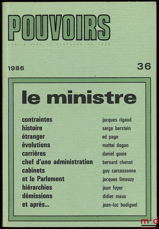 [Pouvoirs] – LA REPRÉSENTATION PROPORTIONNELLE. Pouvoirs n° 36 Revue française d’études constitutionnelles et politiques