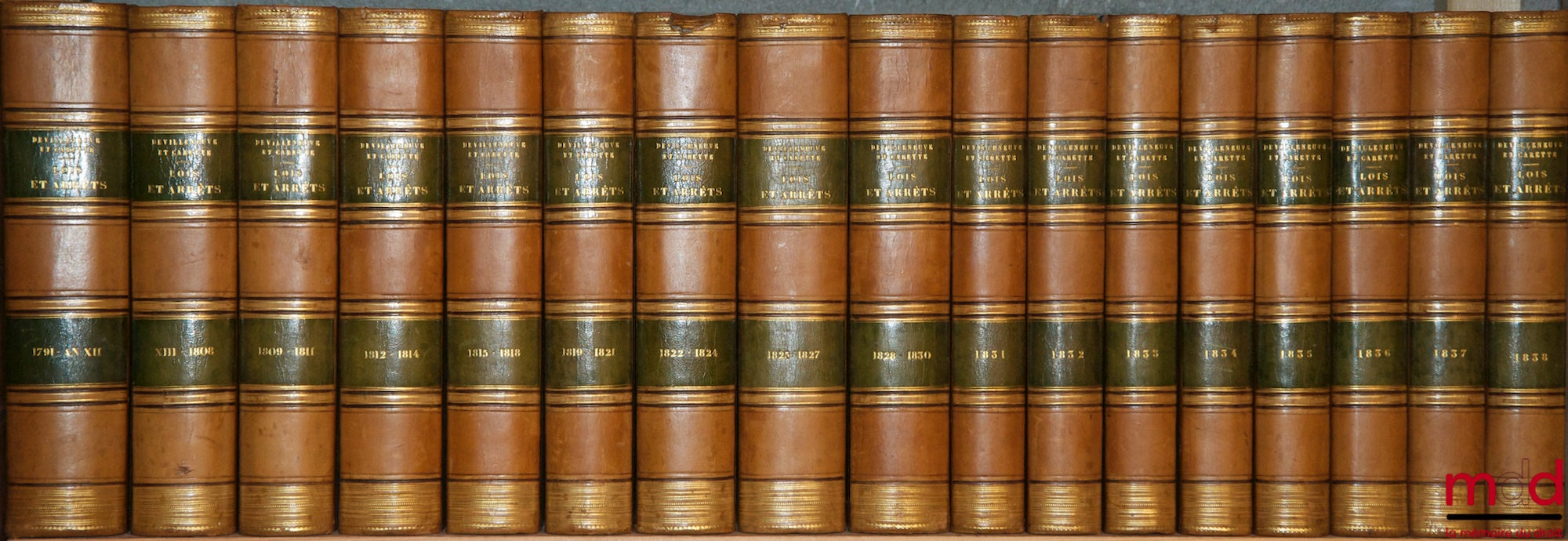 [Recueil Sirey] – RECUEIL GÉNÉRAL DES LOIS ET DES ARRÊTS en matière Civile, Criminelle, Commerciale et de Droit public fondé par Jean-Baptiste Sirey, de 1791 [tête de collection] à 1936 - Lois & Arrêts : 114 vol. - Lois Annotées : 19 vol. - Tables : 13 vo