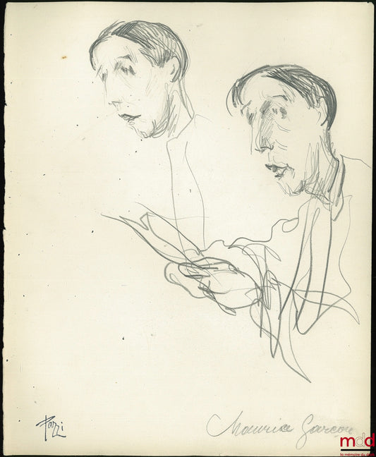 PAZZI [PROTOPAZZI (Antoine) dit] – Portrait de Maurice Garçon, Dessin original au crayon