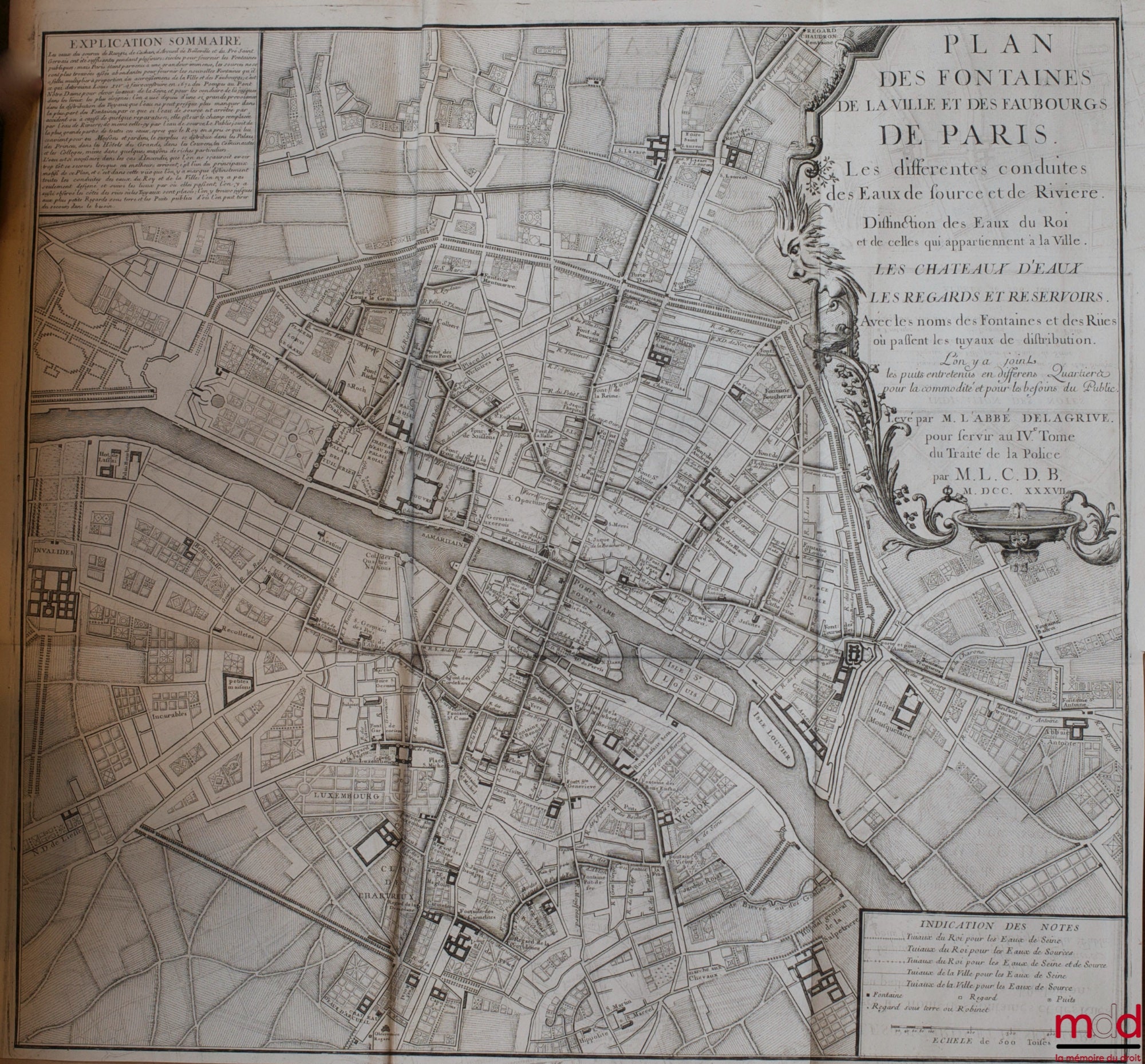 DELAMARE (Nicolas) – TRAITÉ DE LA POLICE OÙ L’ON TROUVERA L’HISTOIRE DE SON ÉTABLISSEMENT LES FONCTIONS ET LES PRÉROGATIVES DE SES MAGISTRATS, TOUTES LES LOIS ET TOUS LES RÈGLEMENTS QUI LA CONCERNENT. On y a joint une description historique et topographiq