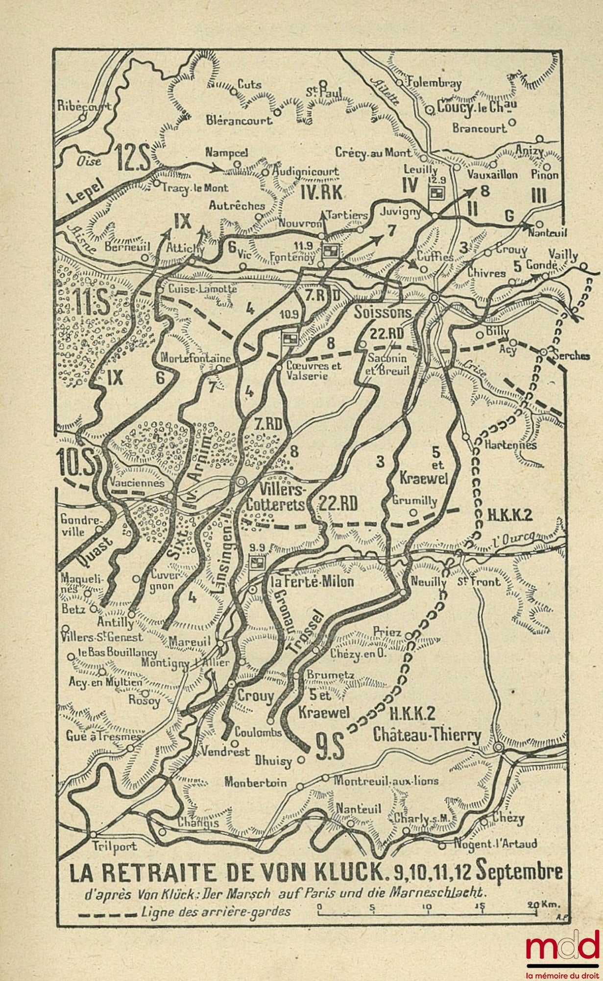HANOTAUX (Gabriel) – LA BATAILLE DE LA MARNE avec deux cartes hors texte, dix-huit croquis et quatorze cartes d’État-major ; 6ème éd., vol. II seulement