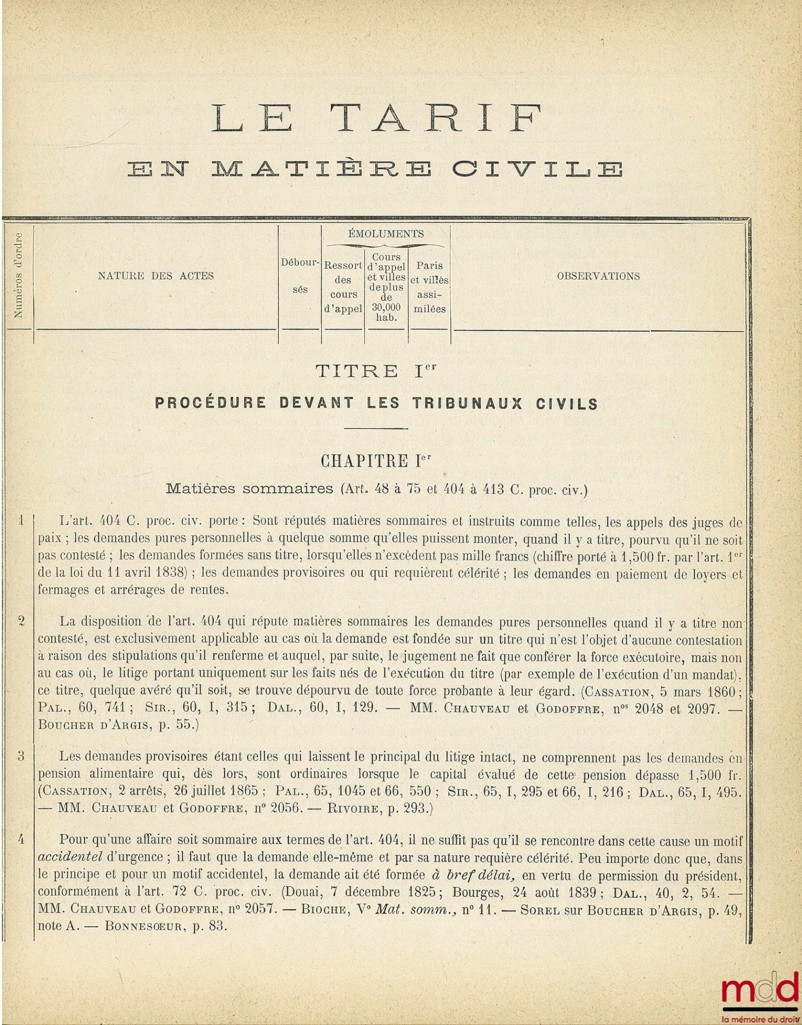 RAVIART (Octave) – LE TARIF EN MATIÈRE CIVILE APPLIQUÉ D’APRÈS LA JURISPRUDENCE & LA DOCTRINE avec une notice de L. Raviart ; 5ème éd. contenant l’application des Lois des 26 janvier 1892 et 28 avril 1893 sur les frais de Justice