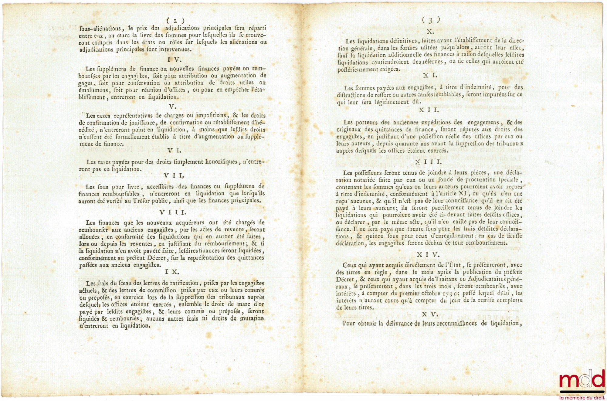 Loi RELATIVE AU REMBOURSEMENT DES ANCIENS GREFFIERS & AUTRES POSSESSEURS D’OFFICES DOMANIAUX. Donnée à Paris, le 28 Juin 1791. Signé Louis M. L. F. Duport. Département de la Nièvre, bull. n° 1042