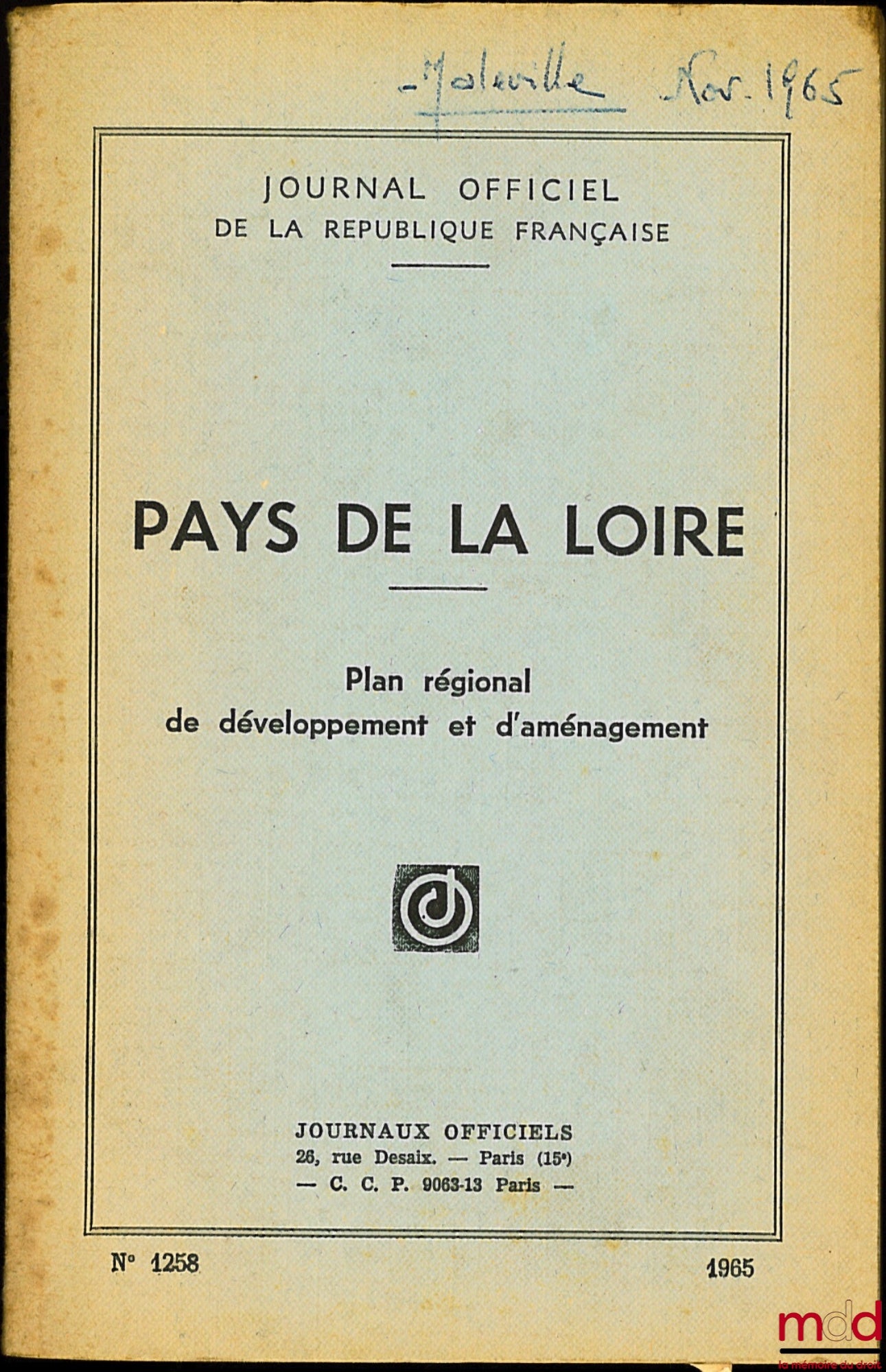 PAYS DE LA LOIRE, Plan régional de développement et d’aménagement