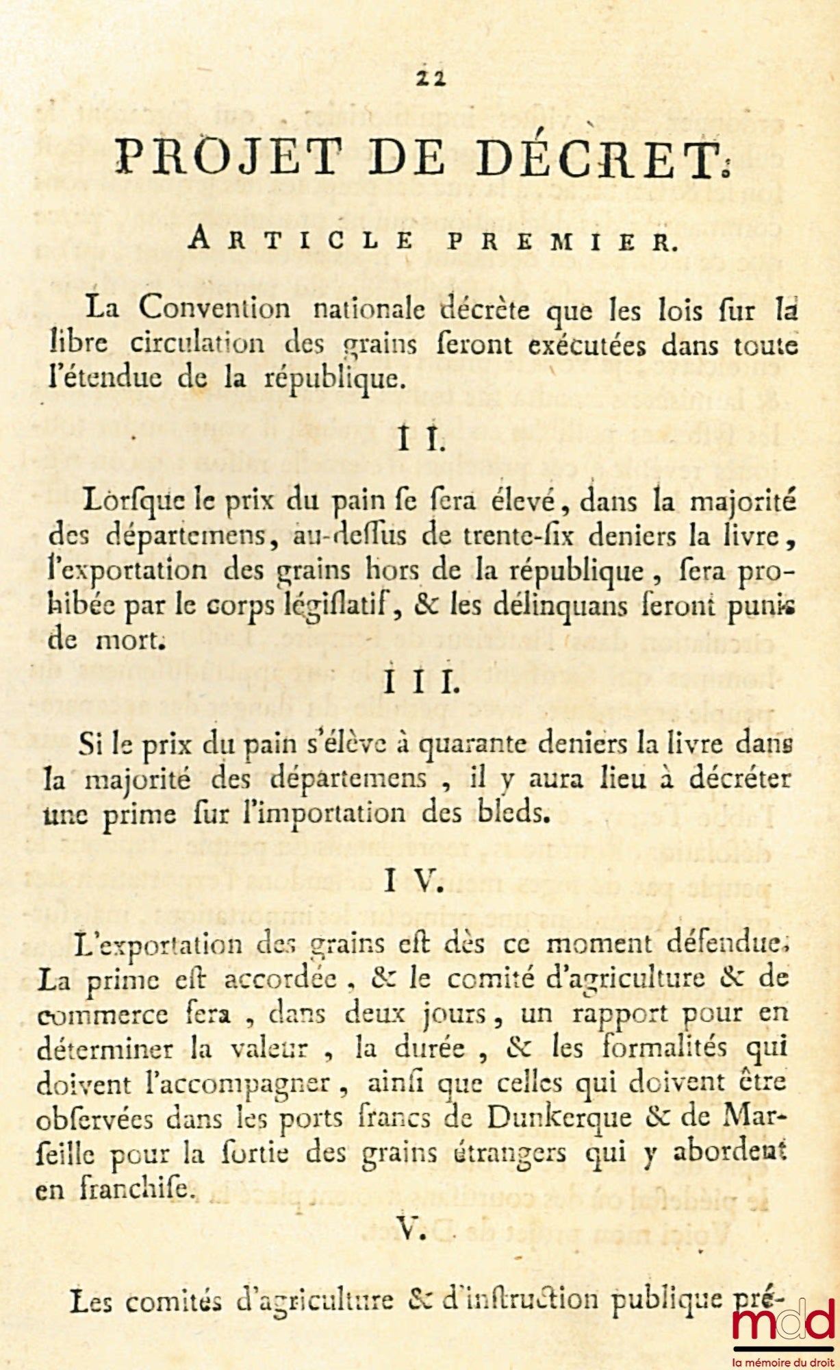 OPINION DE CHARLES BARBAROUX SUR LES SUBSISTANCES, Imprimé par ordre de la Convention nationale et envoyée aux quatre-vingt-quatre Départemens