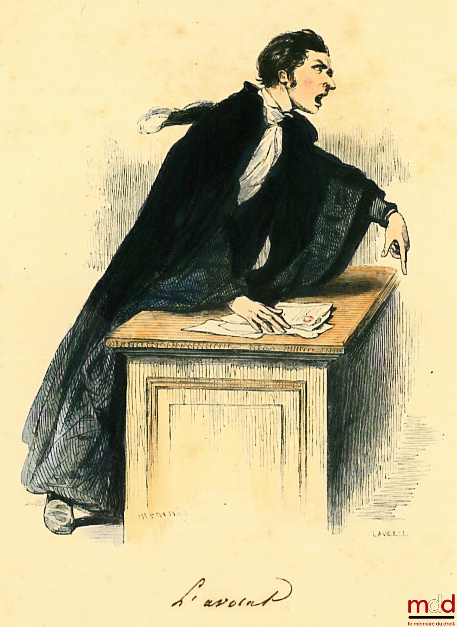 L’AVOCAT, Planche hors texte d'illustration dans « Les Français peints par eux-mêmes », dessiné par Pierre GAVARNI et gravé par Eugène LAVIEILLE