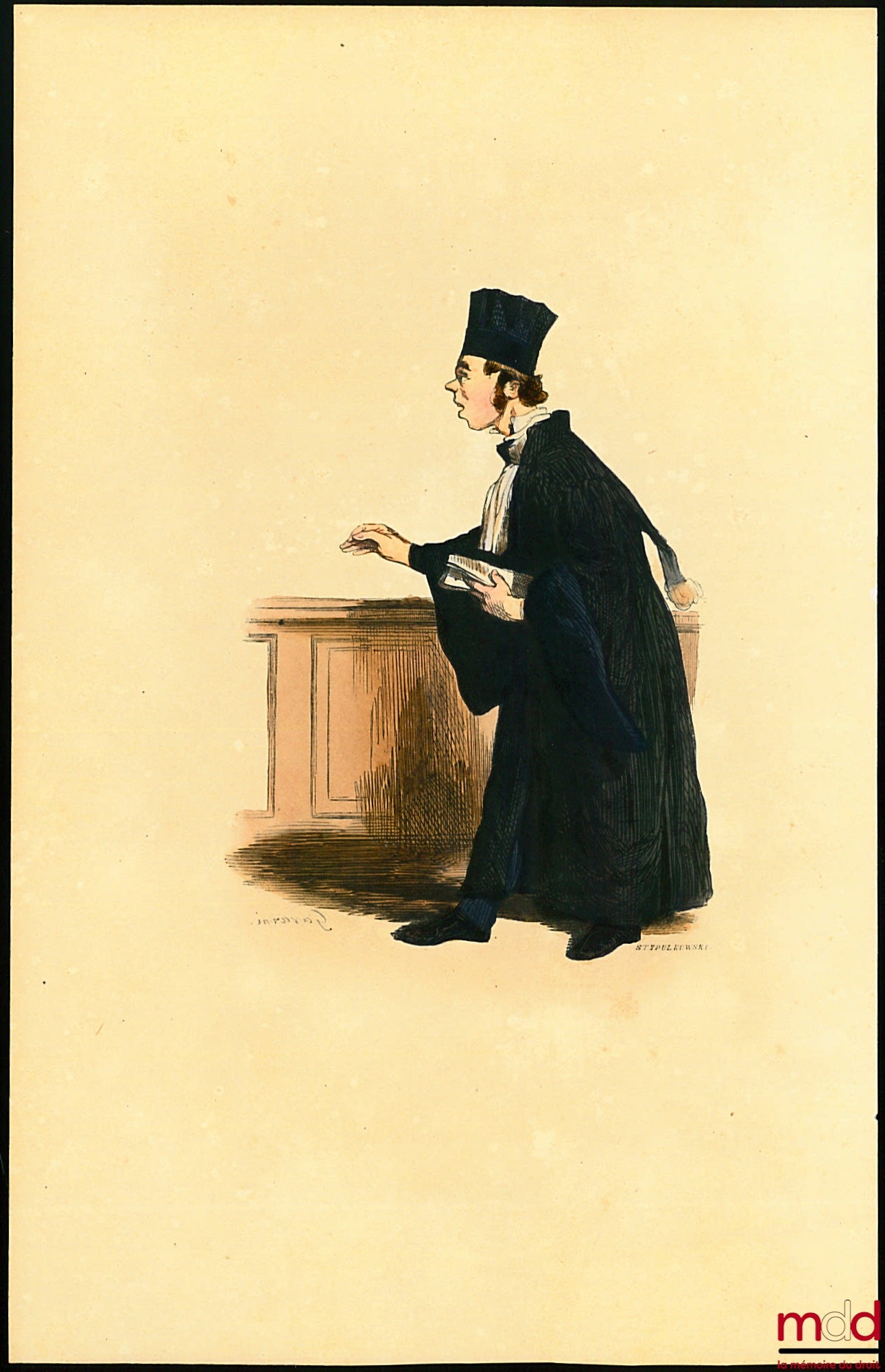 L’AVOCAT, Planche hors texte d’illustration dans « Les Français peints par eux-mêmes », dessiné par Pierre GAVARNI (Pierre) et gravé par Lucien STYPULKOWSKI