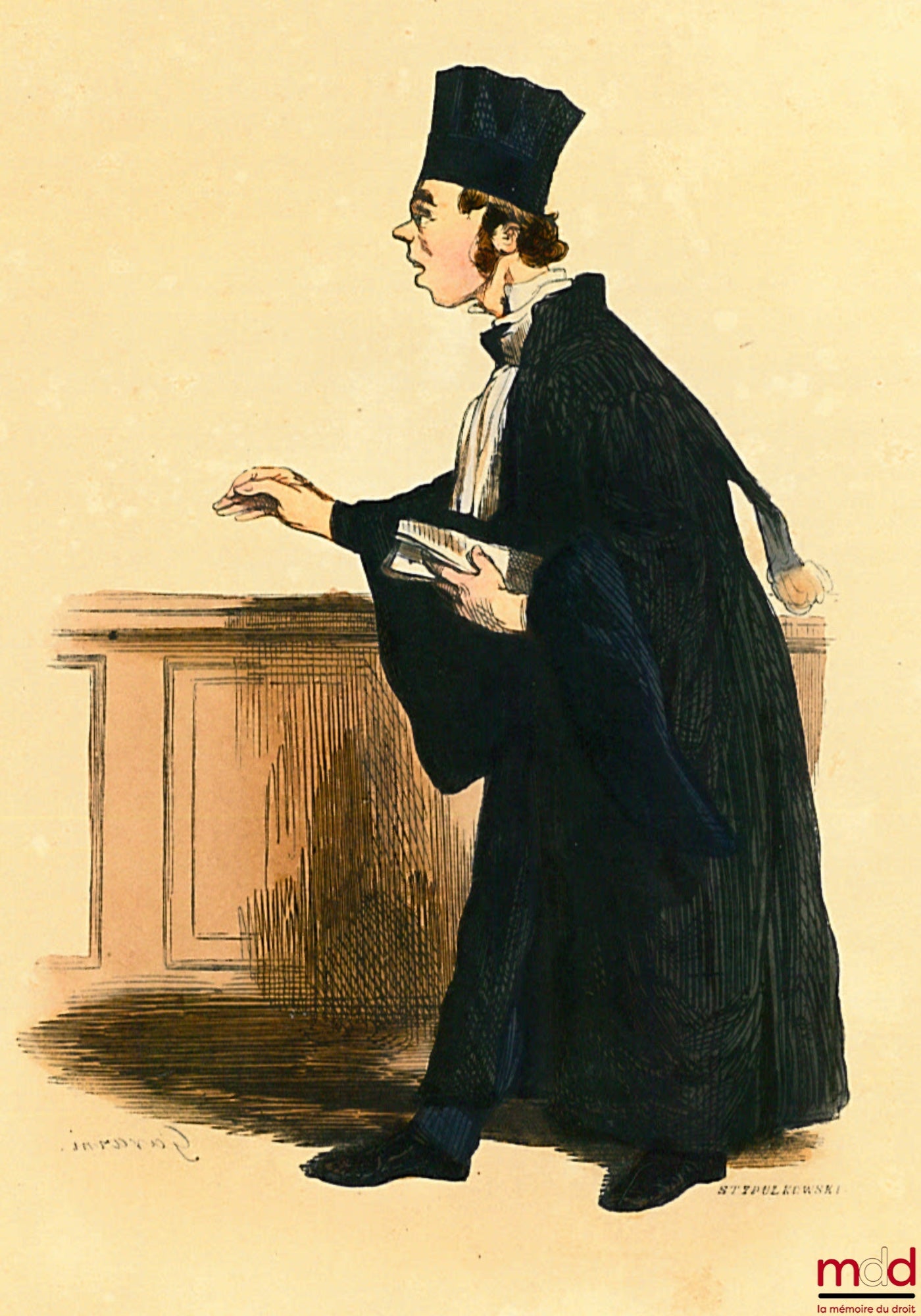 L’AVOCAT, Planche hors texte d’illustration dans « Les Français peints par eux-mêmes », dessiné par Pierre GAVARNI (Pierre) et gravé par Lucien STYPULKOWSKI