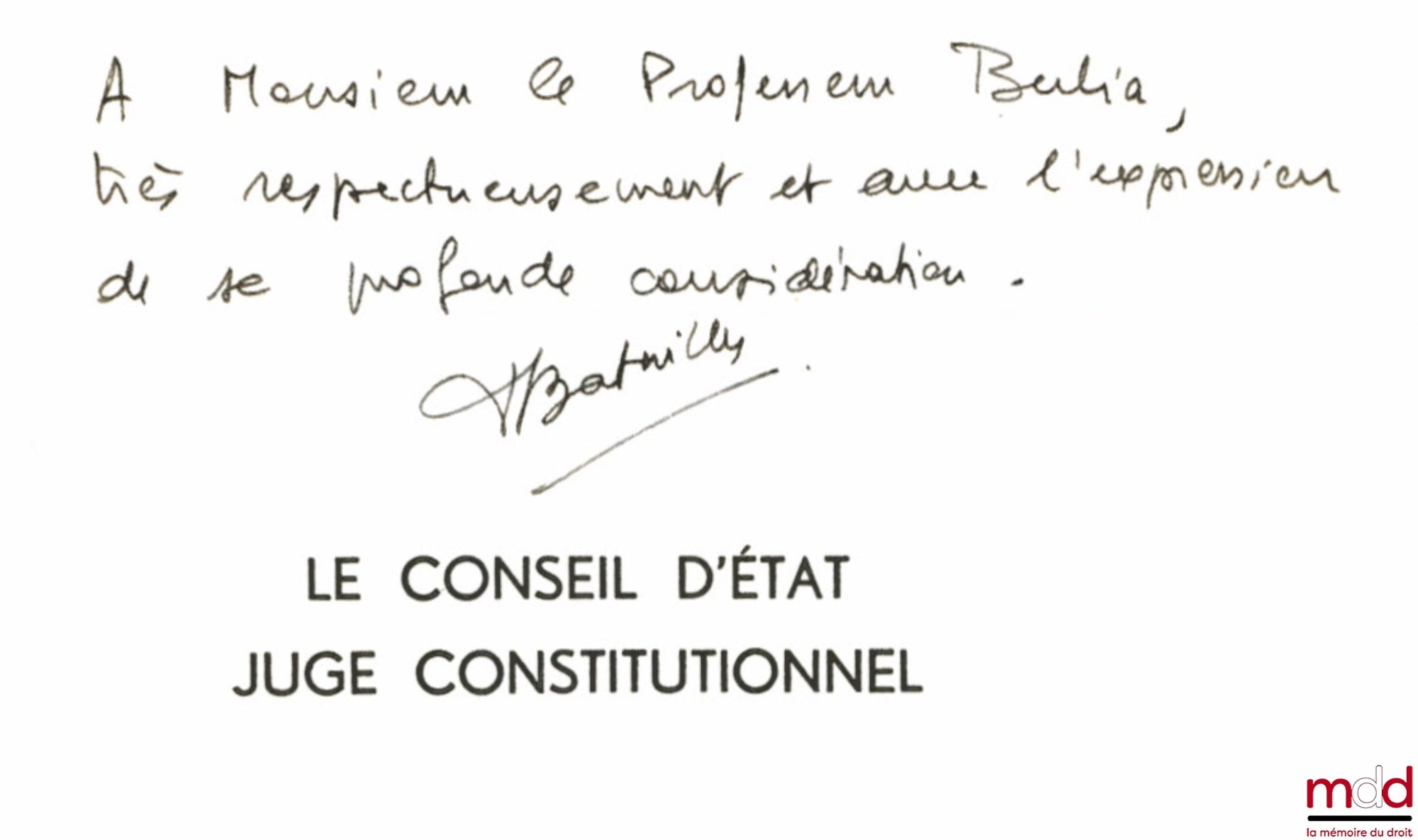 BATAILLER (Francine) – LE CONSEIL D’ÉTAT JUGE CONSTITUTIONNEL, Préface de Georges Vedel, Bibl. de droit public, t. LXVIII