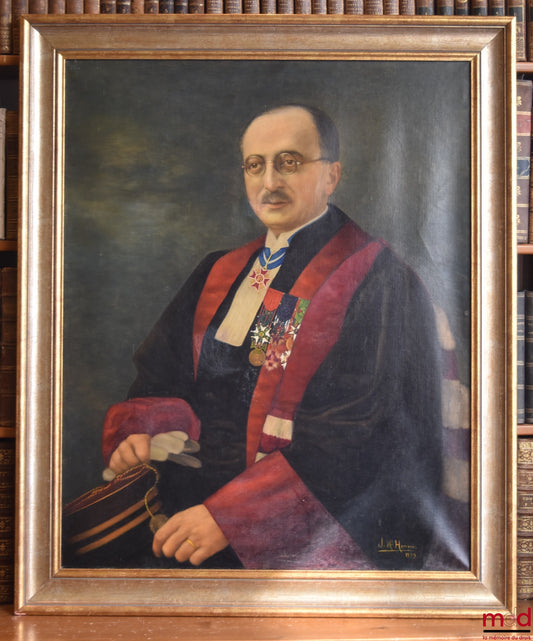 [JÈZE (Gaston)], HERRERO (J.-MA) – Huile sur toile du portrait de Gaston JÈZE