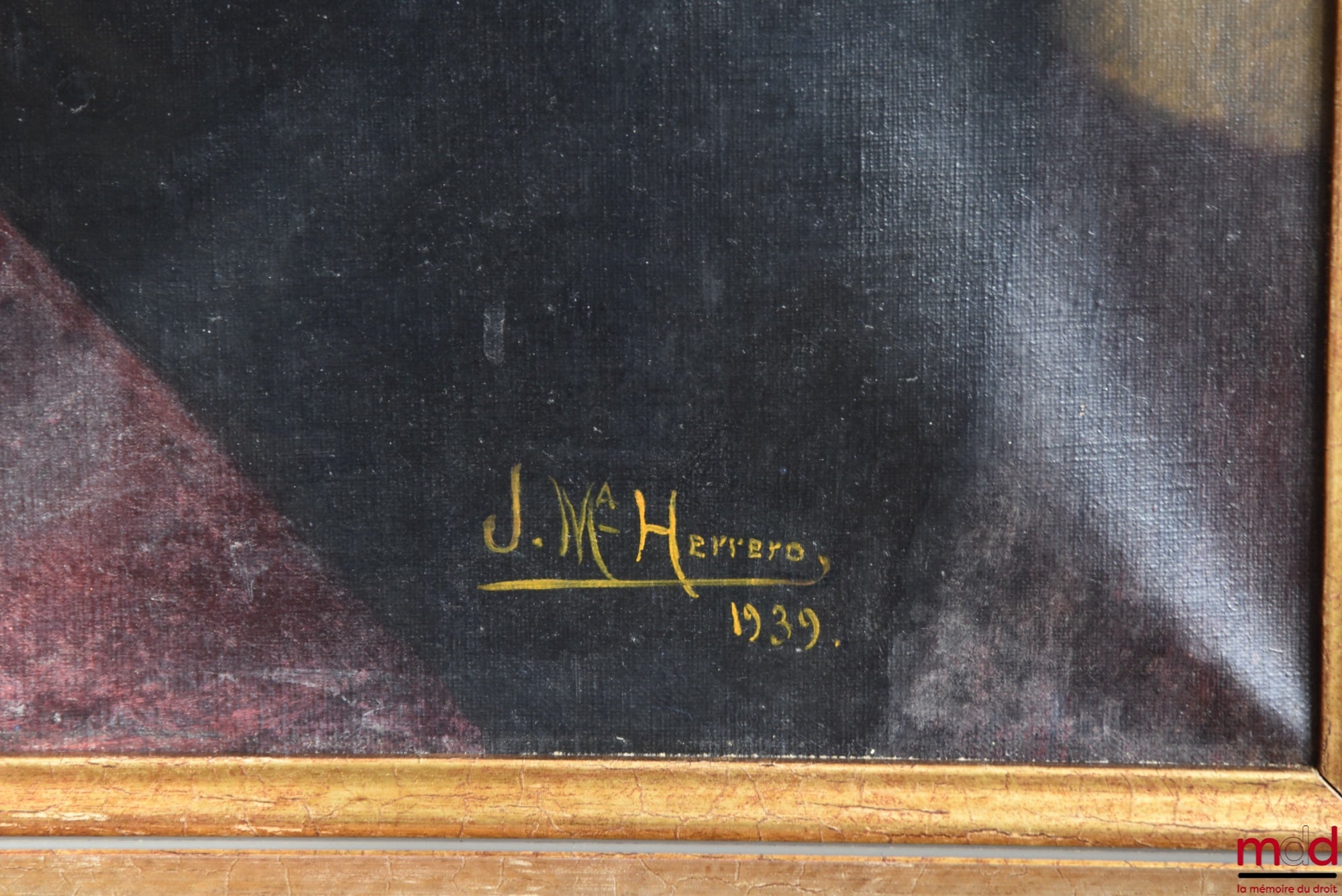[JÈZE (Gaston)], HERRERO (J.-MA) – Huile sur toile du portrait de Gaston JÈZE