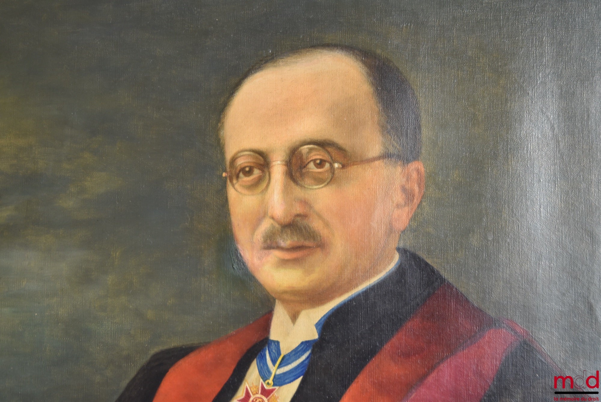 [JÈZE (Gaston)], HERRERO (J.-MA) – Huile sur toile du portrait de Gaston JÈZE