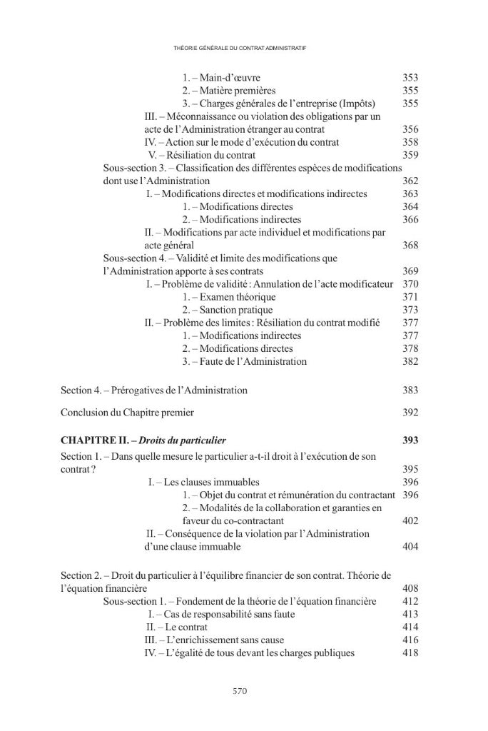 PÉQUIGNOT (Georges) – THÉORIE GÉNÉRALE DU CONTRAT ADMINISTRATIF   Préface de Laurent RICHER  Réimpression de l’éd. de 1945 chez A. Pédone,  entièrement recomposée et corrigée par Maude Lajoinie