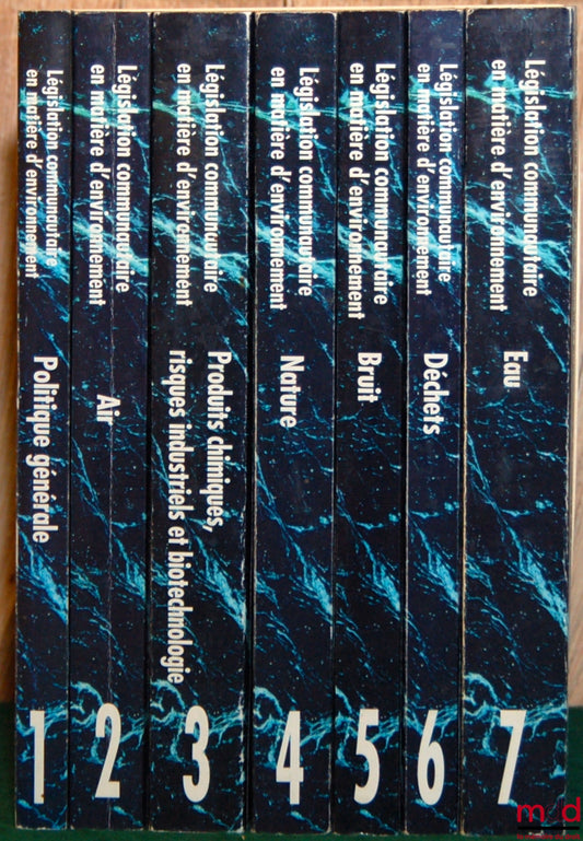 [Environnement] – LÉGISLATION COMMUNAUTAIRE EN MATIÈRE D’ENVIRONNEMENT : I. Politique générale ; II. Air ; III. Produits chimiques, risques industriels et biotechnologie ; IV. Nature ; V. Bruit ; VI. Déchets ; VII. Eau