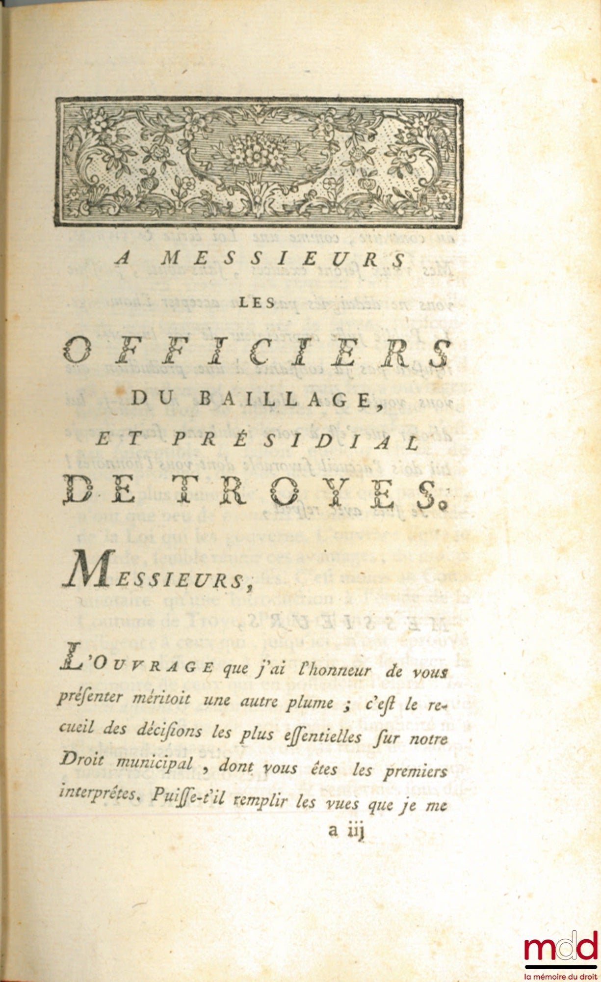 [Coutumes], [THIERIOT (Jean-Baptiste)] – L’ESPRIT DE LA COUTUME DE TROYES COMPARÉE À CELLE DE PARIS. Avec la Carte Géographique du Territoire qu’elle régit. Ouvrage utile aux gens d’affaire, Bourgeois, Praticiens de Campagnes, à tout chefs de Famille, & a