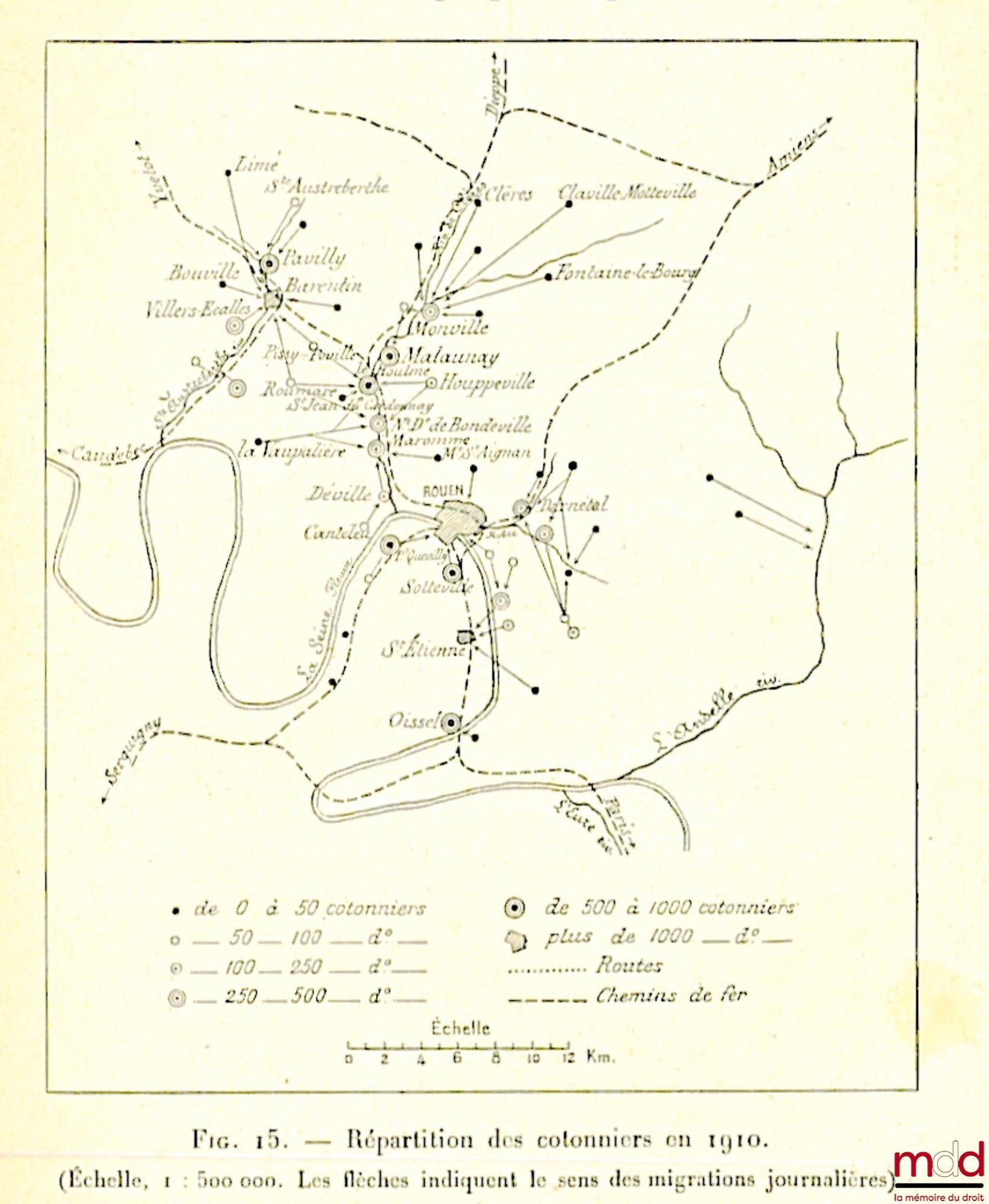 LEVAINVILLE (Jacques) – ROUEN, Study of an urban agglomeration, With 24 figures in the text, 1 map, 1 plan of Rouen, 16 plates of photographic reproductions outside the text