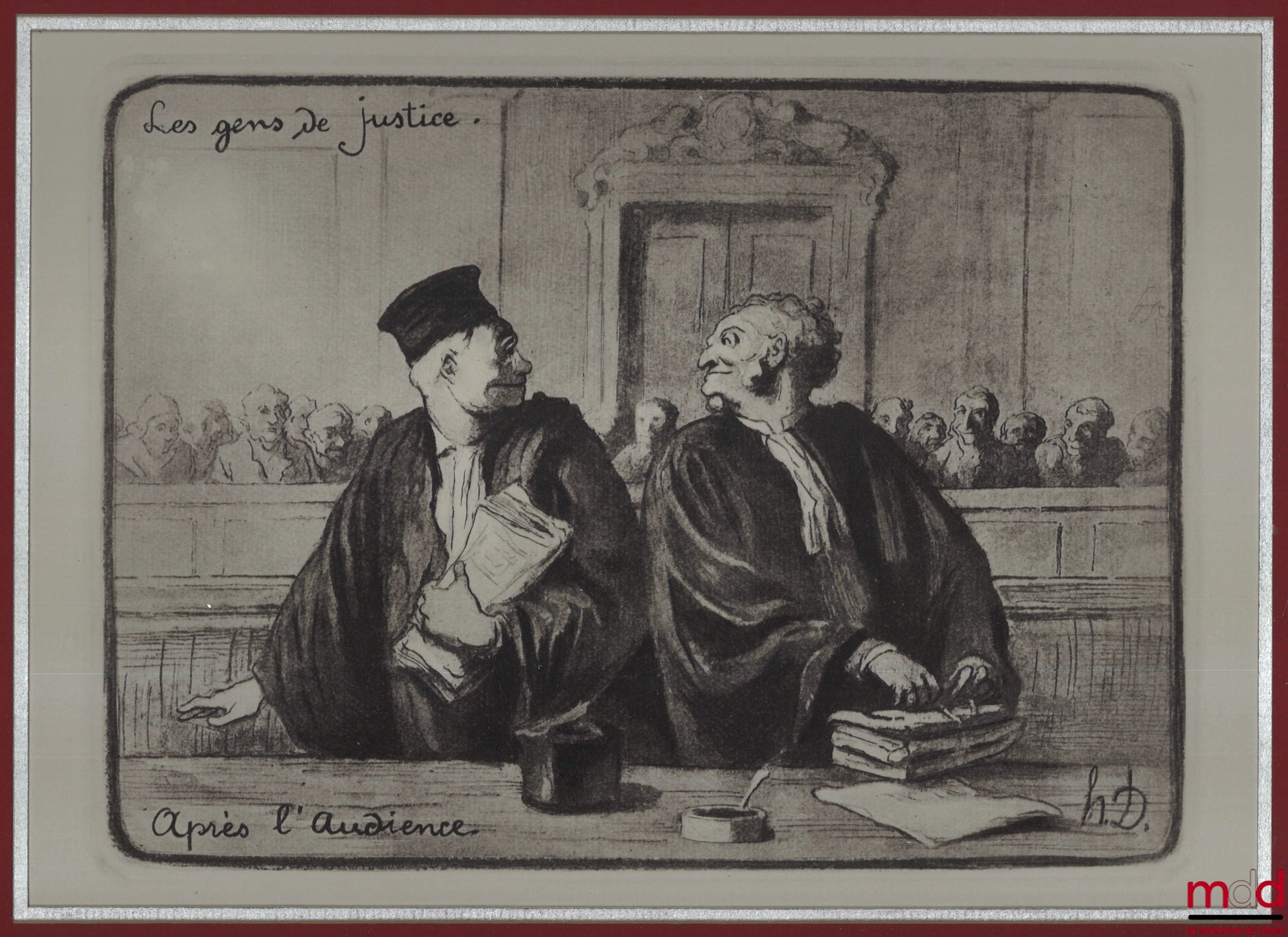 DAUMIER (Honoré) – LES GENS DE JUSTICE, Lithographie en noir signée et publiée initialement dans Le Charivari, coll. Les gens de justice. « Après l’audience. »