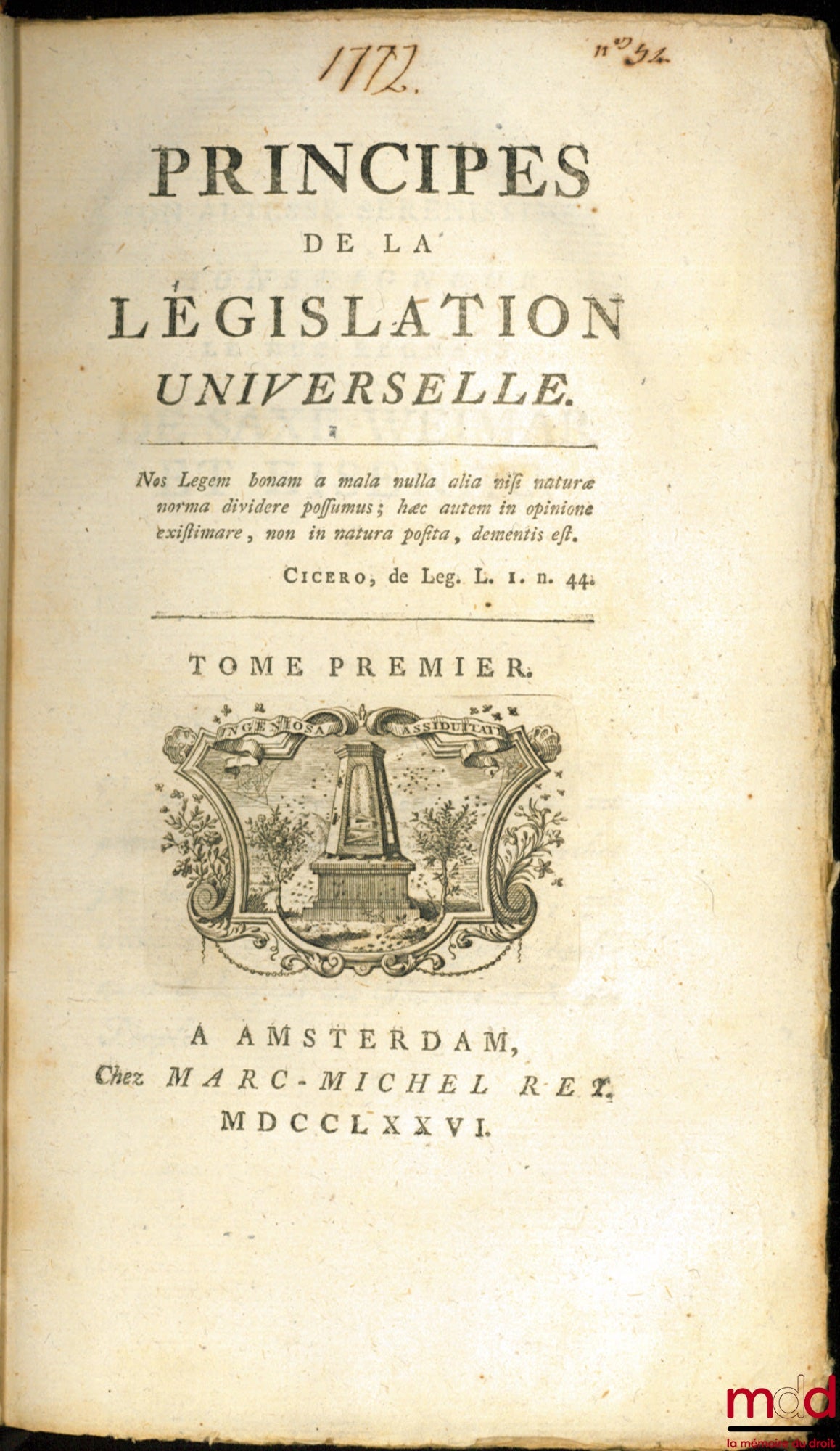 [SCHMID, (Georges Louis d’Avenstein)] – PRINCIPES DE LA LÉGISLATION UNIVERSELLE