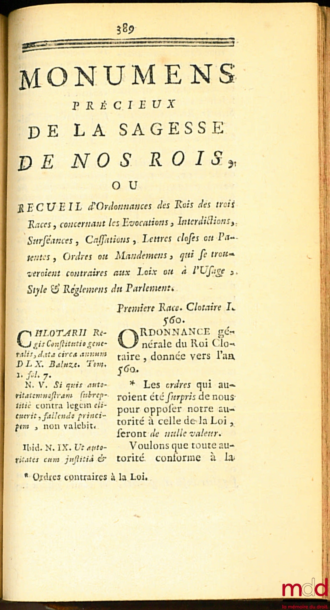 LES TRÈS-HUMBLES REMONTRANCES DU PARLEMENT AU ROI, Du 9 Avril 1753, auxquelles on a joint : 1° Une Tradition de faits, qui manifestent le système d’indépendance que les Évêques ont suivis dans tous les temps, & la nécessité d’arrêter leurs entreprises par