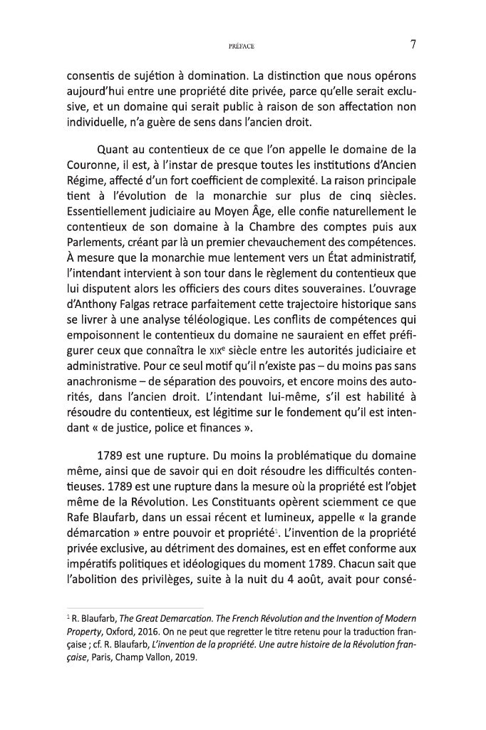 FALGAS (Anthony) – LES ORIGINES DU CONTENTIEUX DOMANIAL  (Ve-XIXe SIÈCLE) ;  Préface de Grégoire BIGOT