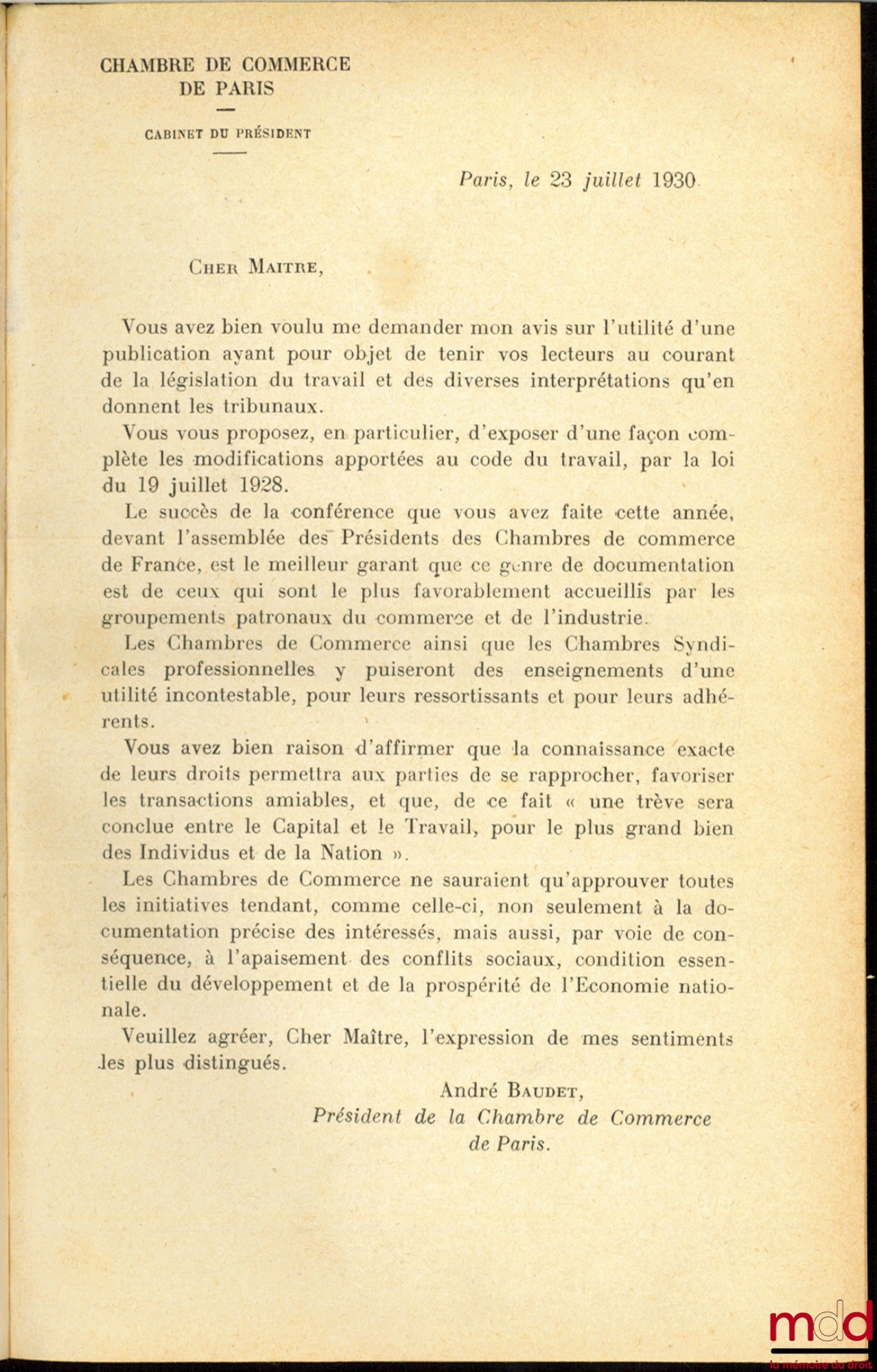 [Chambre de commerce de Paris] – CONTRAT DE TRAVAIL, 1930, 1931, 1932, [CHAMBRE DE COMMERCE DE PARIS. INSTITUT D’ORGANISATION COMMERCIAL ET INDUSTRIEL]