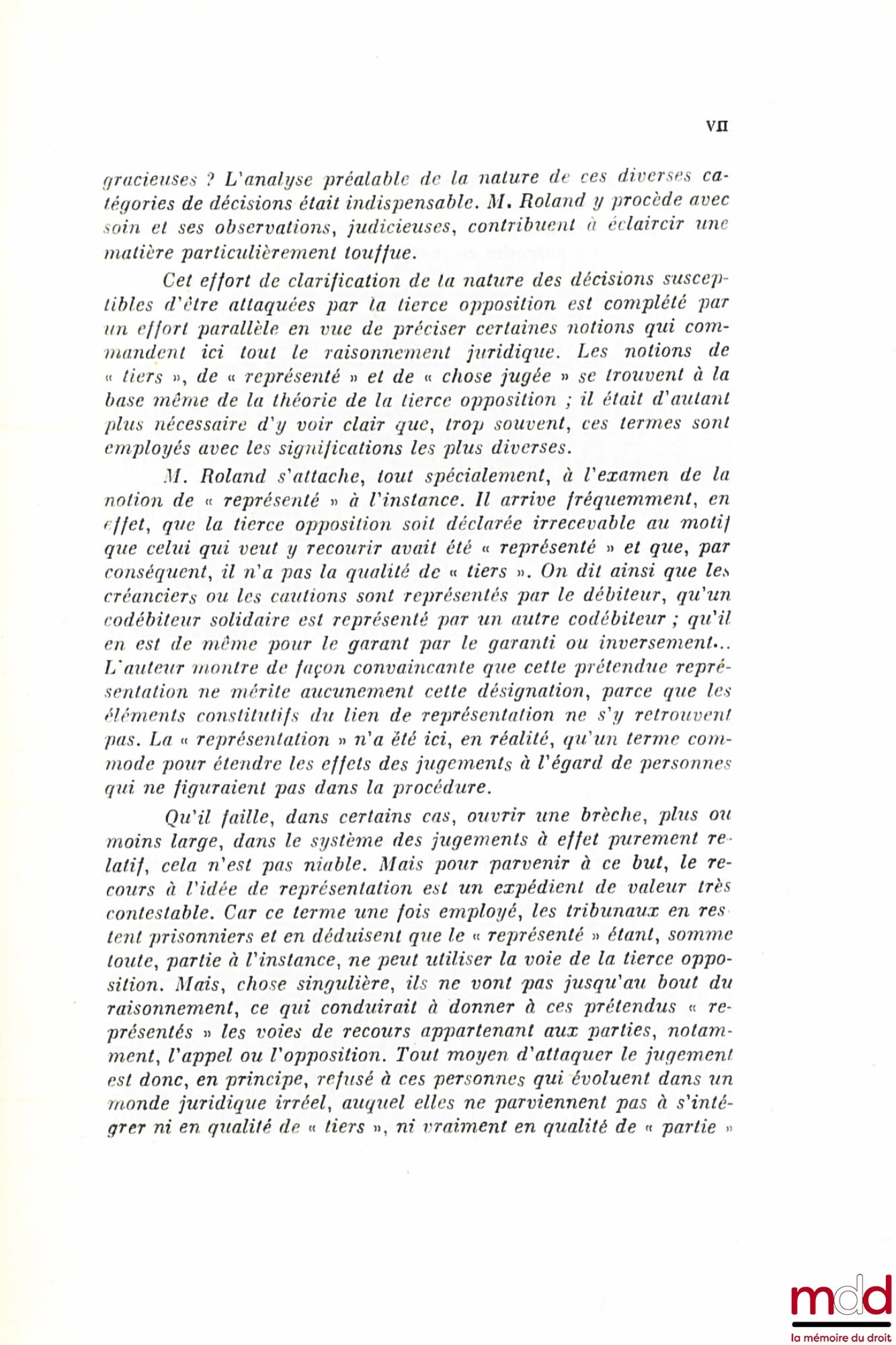 ROLAND (Henri) – CHOSE JUGÉE ET TIERCE OPPOSITION, Préface de Boris Starck, Bibl. de droit privé, t. XIII