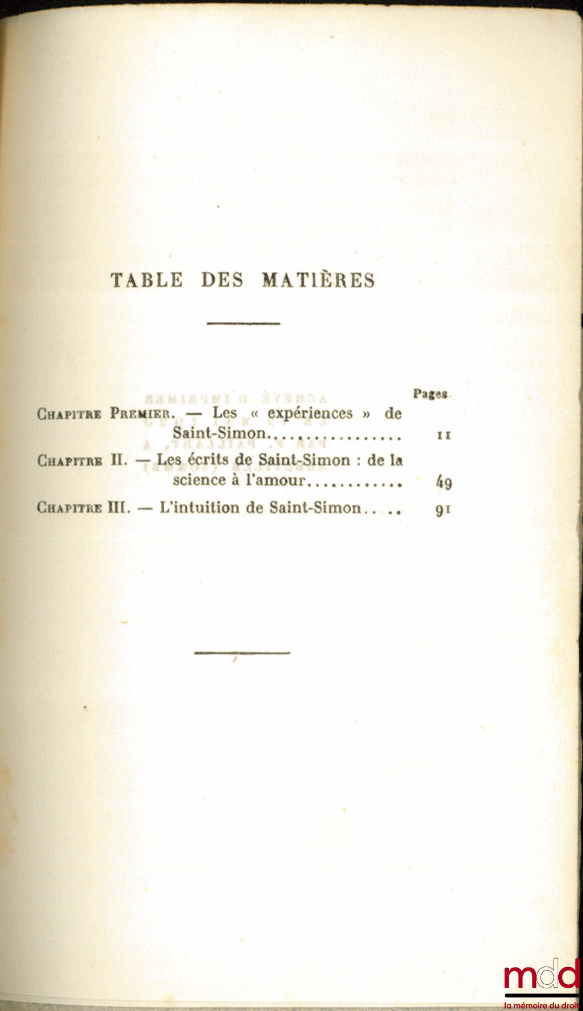 [Saint-Simon], BRUNET (Georges) – LE MYSTICISME SOCIAL DE SAINT-SIMON, coll. Études romantiques