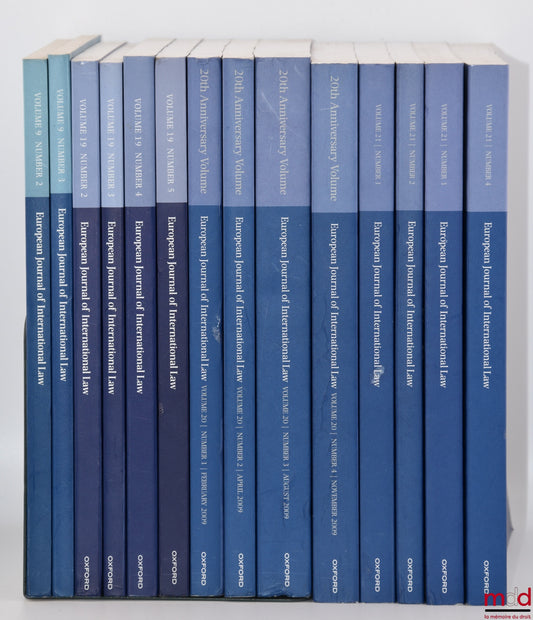 [Collectif] – EUROPEAN JOURNAL OF INTERNATIONAL LAW : Volume 9 (1998) : n° 2 et 3 ; Volume 19 (2008) : n° 2 à 5 ; Volume 20 (2009) : n° 1 à 4 ; Volume 21 (2010) : n° 1 à 4
