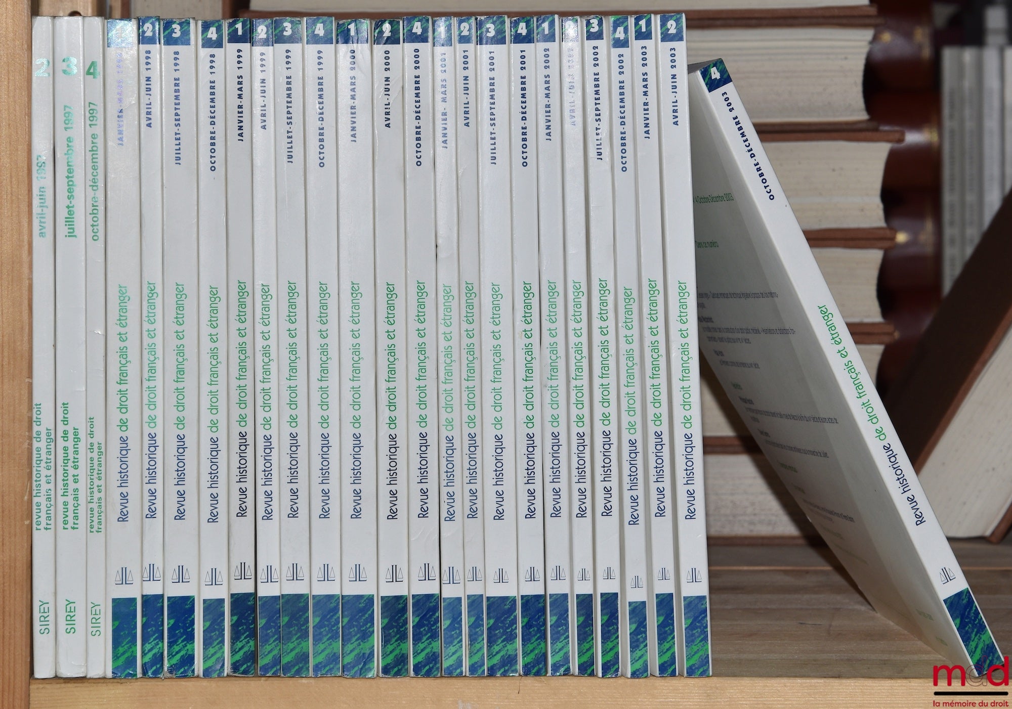 [RHDFE] – NOUVELLE REVUE HISTORIQUE DE DROIT FRANÇAIS ET ÉTRANGER, fondée en 1855 par MM. É. Laboulaye, E. de Rozière, R. Dareste et C. Ginouilhac, Publié avec le concours du centre National de la Recherche Scientifique, de 1883 (7e année) à 2003