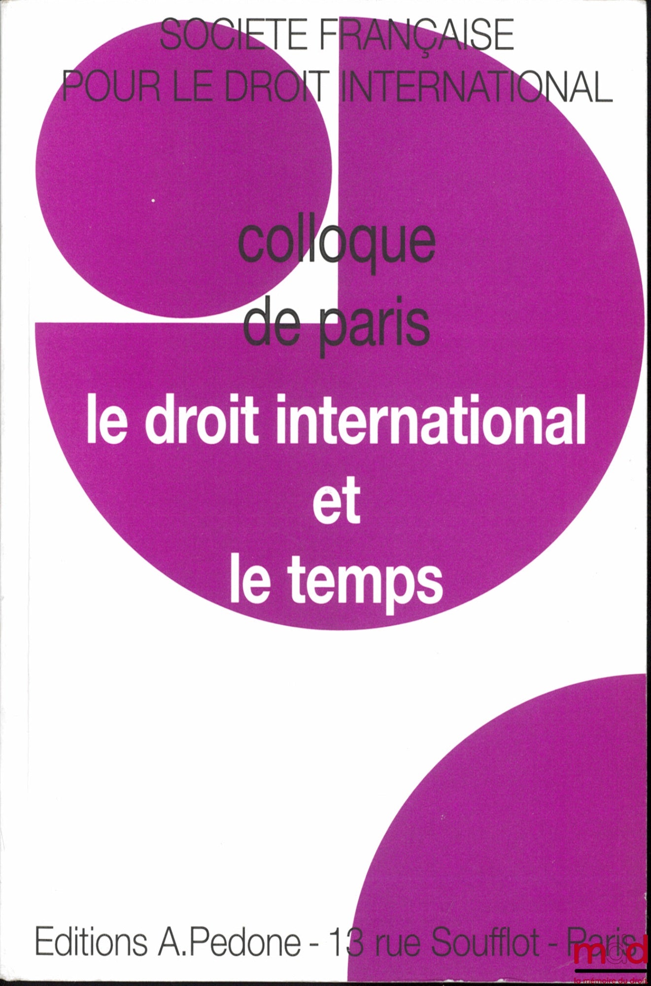 [Colloque] – LE DROIT INTERNATIONAL ET LE TEMPS, Société Française pour le Droit International, Colloque de Paris