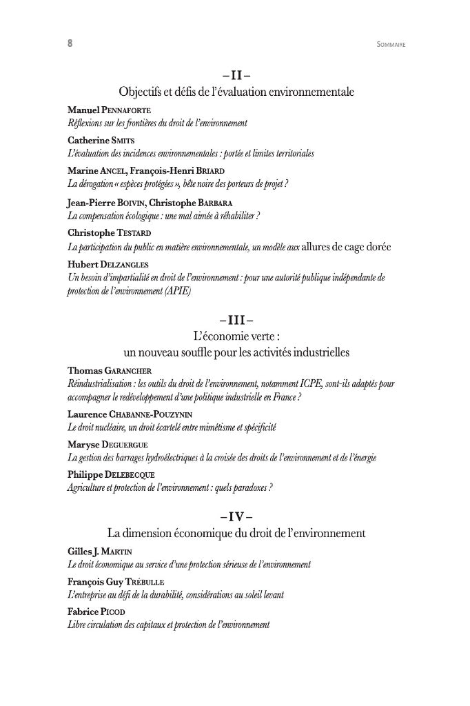 FLORILÈGES DU DROIT DE L’ENVIRONNEMENT   Sous la direction de Jean-Pierre BOIVIN, Norbert FOULQUIER et Christian HUGLO
