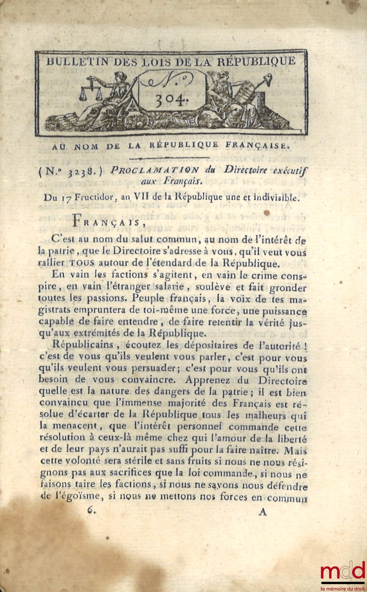 [Coup d’État des 18 et 19 brumaire An VIII, Constitution de l’An IV, divers] – ENSEMBLE DE 18 BULLETINS DES LOIS : Bulletin des lois de la République française, Arrêté du Directoire exécutif qui règle provisoirement le mode de publication des Lois, Arrêté
