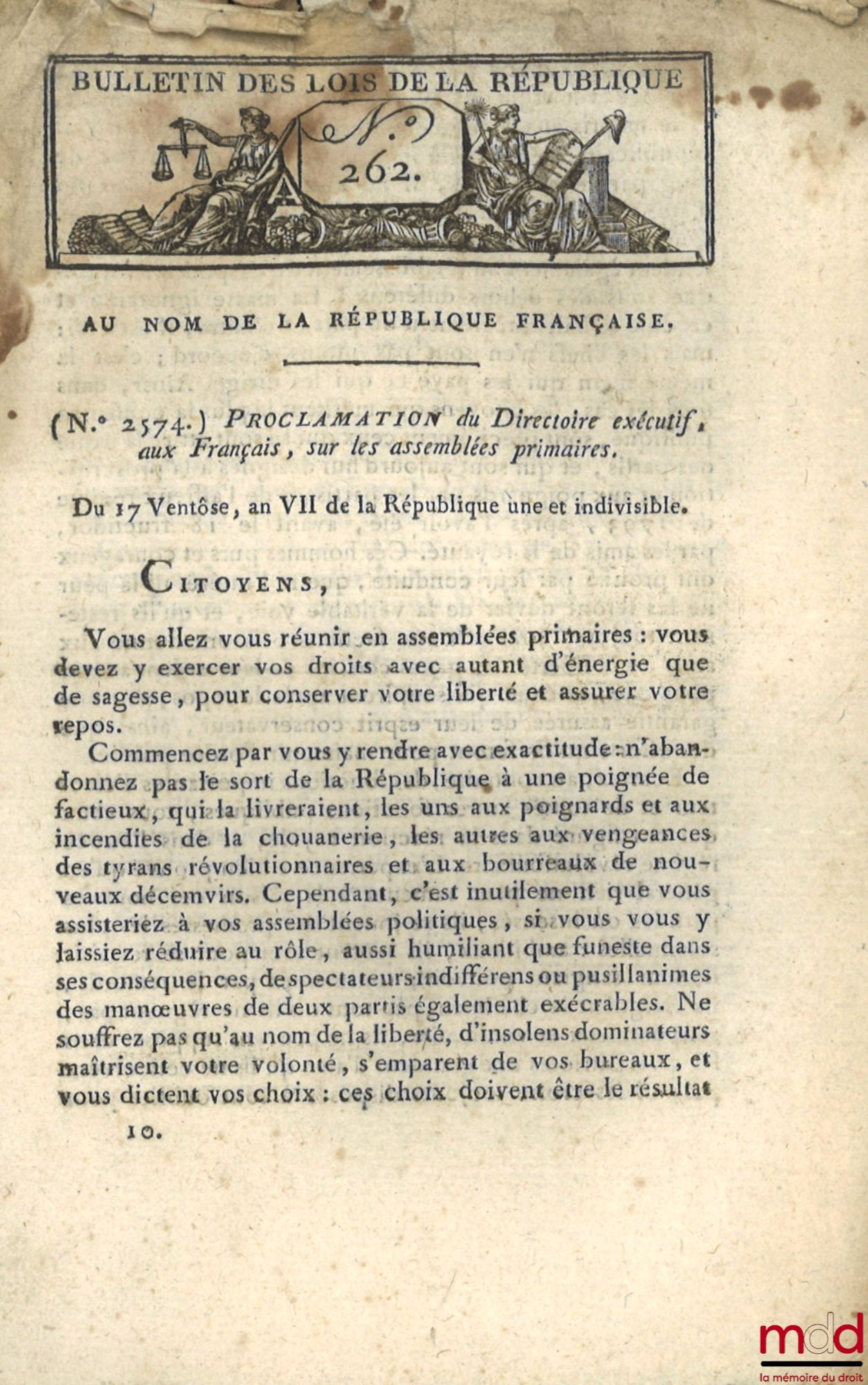 [Campagne d’Italie, Coup d’état du 18 brumaire An VIII, Abdication de Napoléon] – ENSEMBLE DE 14 BULLETINS DES LOIS : Mémoire envoyé à l’Assemblée nationale par M. Necker Directeur général des finances, 27 août 1789, [15 p.] ; Bulletin des lois de la Répu