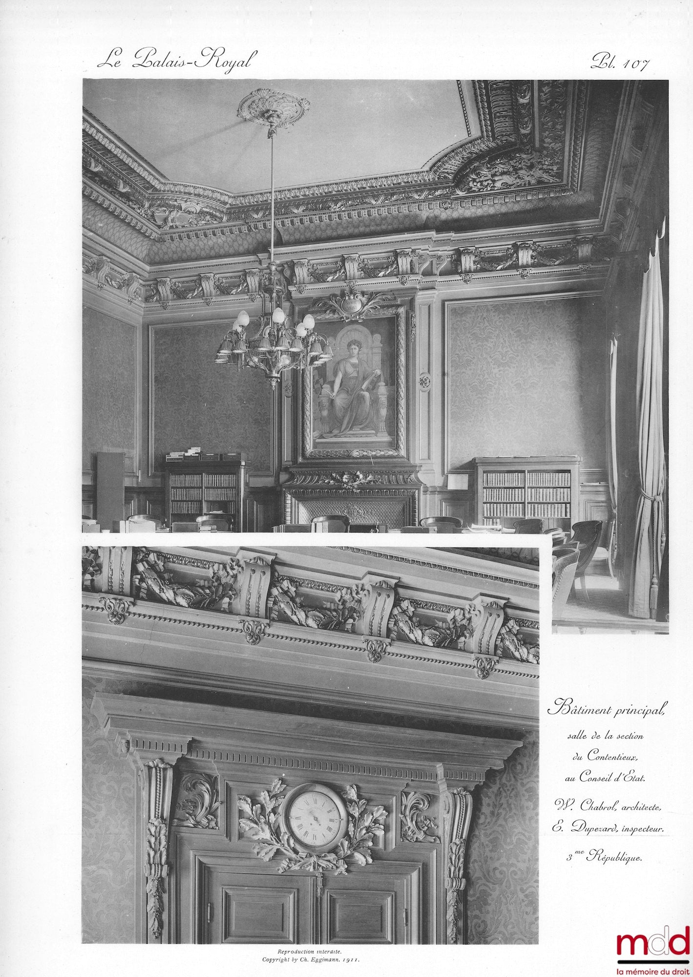 [Palais Royal - Conseil d’État], DUPEZARD (Émile) – LE PALAIS ROYAL DE PARIS, Architecture et Décoration, De Louis XV à nos jours