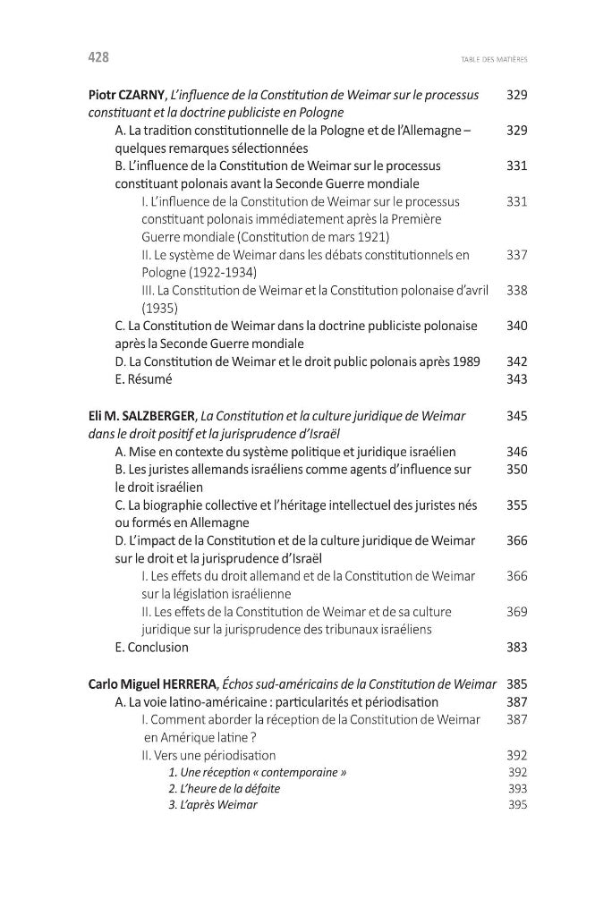 WEIMAR: A WORLD CONSTITUTION? Context and Reception of the 1919 Constitution. Edited by Thomas Kleinlein, translated into French by Guy Monard and Clothilde Melin, foreword by Aurore Gaillet.