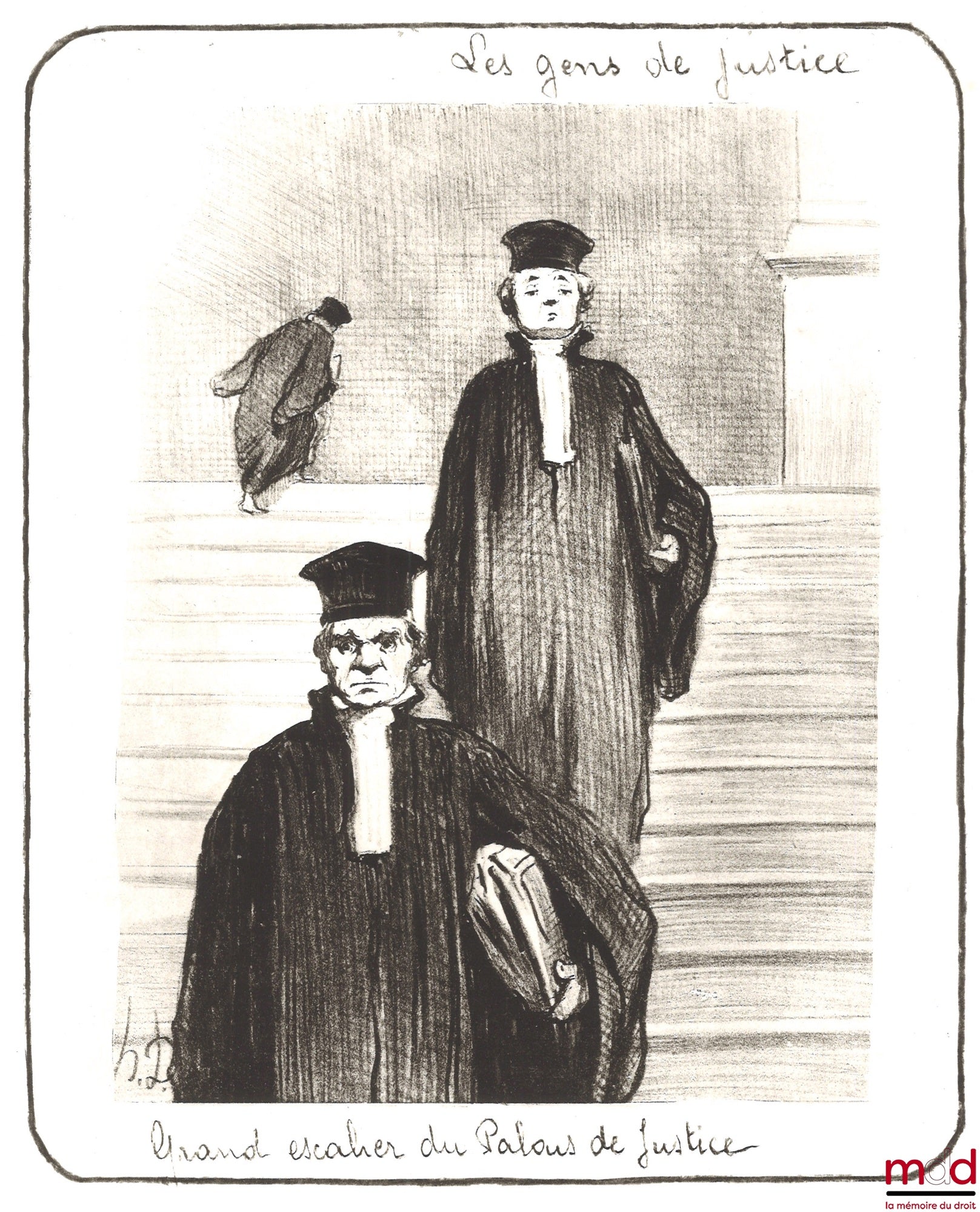 DAUMIER (Honoré) – GRAND ESCALIER DU PALAIS DE JUSTICE, retirage XIXe de la lithographie de la série Les Gens de Justice, pl. 36, tirage n° 7/45