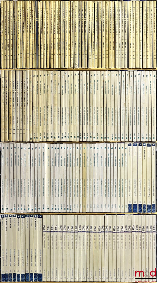 [RTDCiv. - ESMEIN (Adhémar)] – REVUE TRIMESTRIELLE DE DROIT CIVIL, fondée par Adhémar Esmein, de 1962 à 2013 [strictement complet]